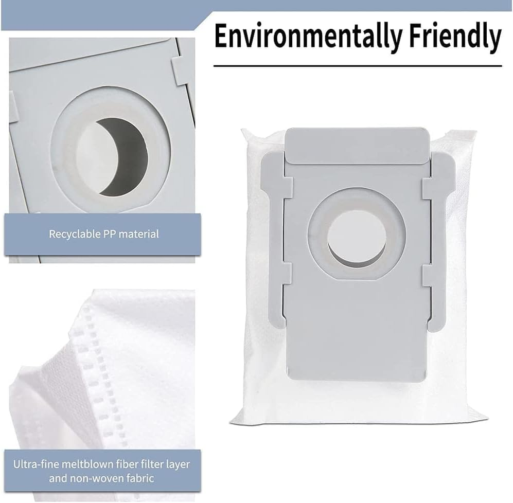 12 Packs Eco-Friendly Disposal Vacuum Dust Bags for Irobot Roomba I7/I7+/E5/E6/S9 Series Replacement image number 6