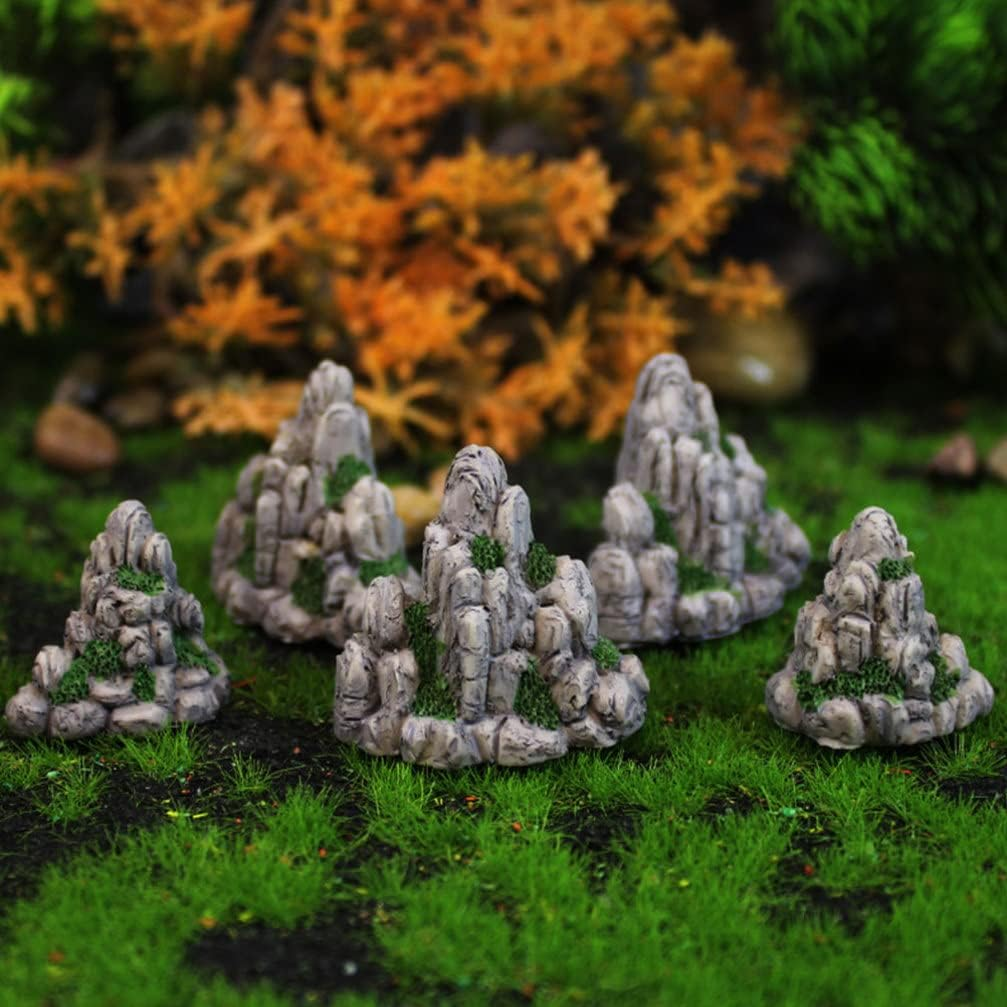 10Pcs Simulated Mini Rockery Figurines Accessories Micro Landscape Rockery Home Desktop Decor Rockery Landscape Decor Miniature Rockery Figurine Fish Resin Zen Garden Aquarium image number 5