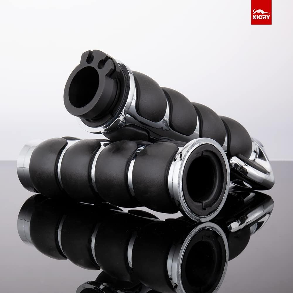 Motorcycle Hand Grips 1 Inch Handlebar Throttle Grips 25MM Chrome Black Aluminum Rubber Compatible with Harley Davidson Dyna Sportster Road King Street Glide Fat Boy Honda Shadow VTX - Black1 image number 2
