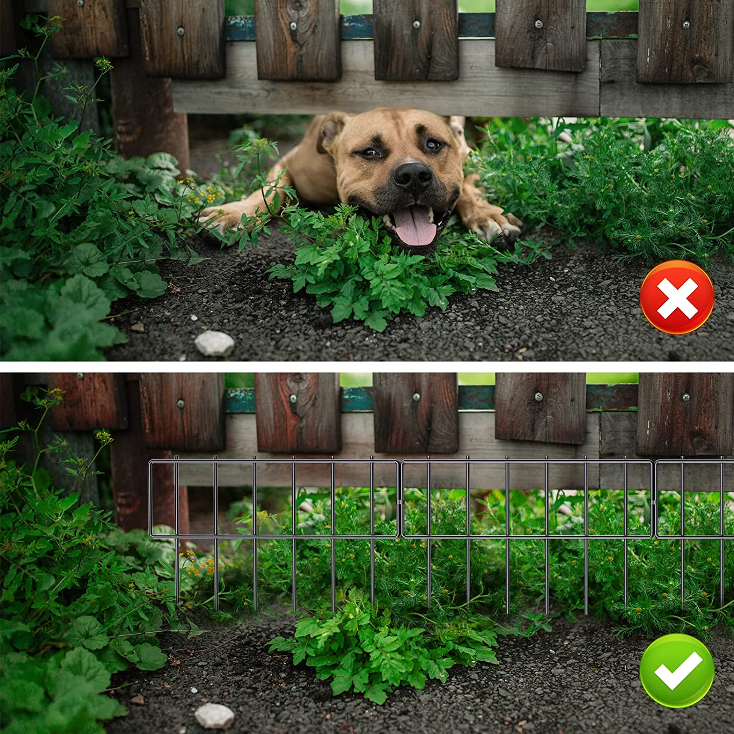 NANANARDOSO 25 Pack Animal Barrier Fence, 17 In(H) X 27 Ft(L) Decorative Black Metal Garden Fence Panels