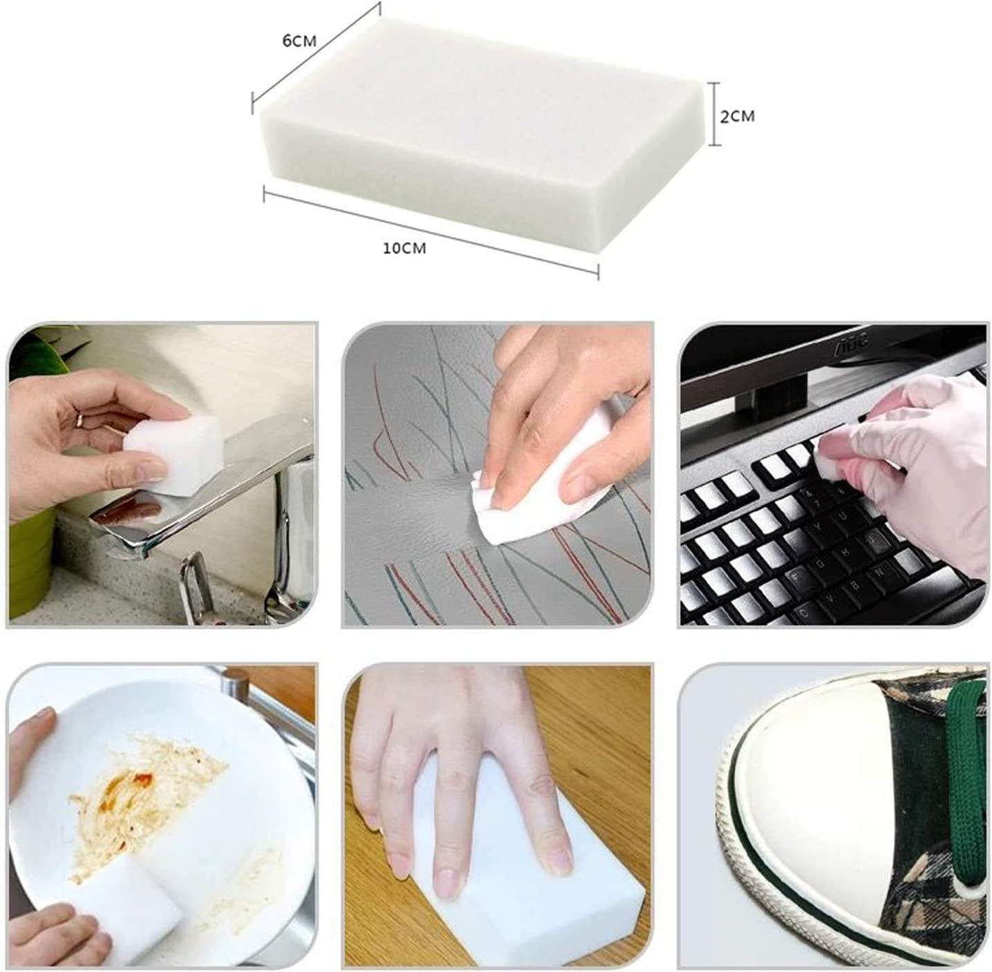 10 Pcs/Lot Magic Sponge Eraser Multi-Functional Melamine Foam Cleaner 100X60X20Mm image number 5