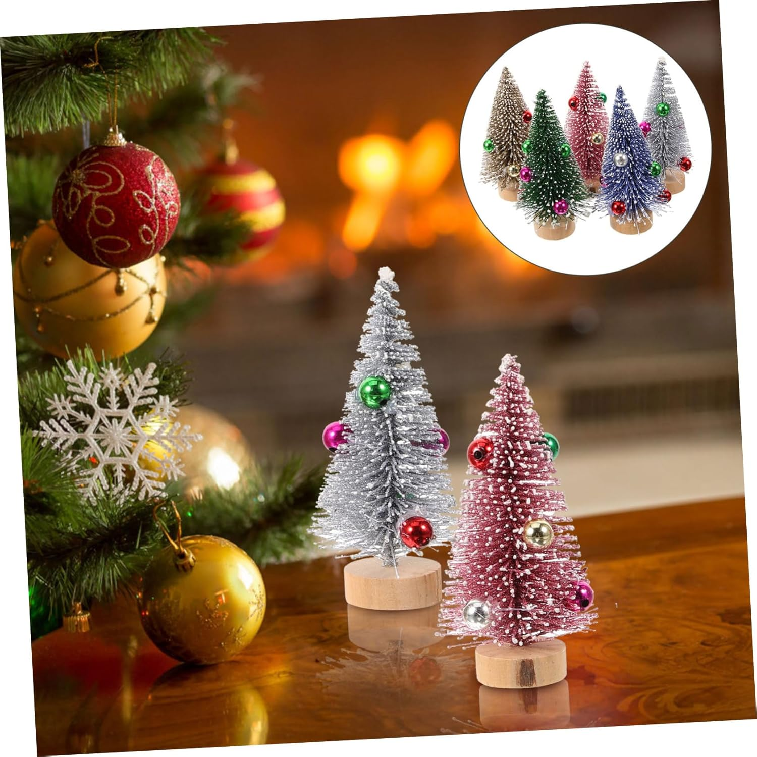 Ciieeo 12Pcs Mini Christmas Trees Artificial with Bases Small Xmas Tree Decor for Window Display Home and Shop Decoration image number 5