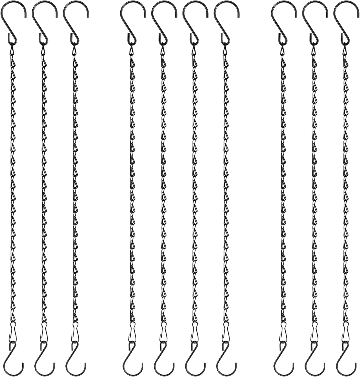 Chain for Hanging Plants, 10 Inch Black Plant Chains for Hanging Planter Baskets Kits with Hooks for Bird Feeder Wind Chime, Small Chains Perfect for Indoor Outdoor Decor (10 PCS)