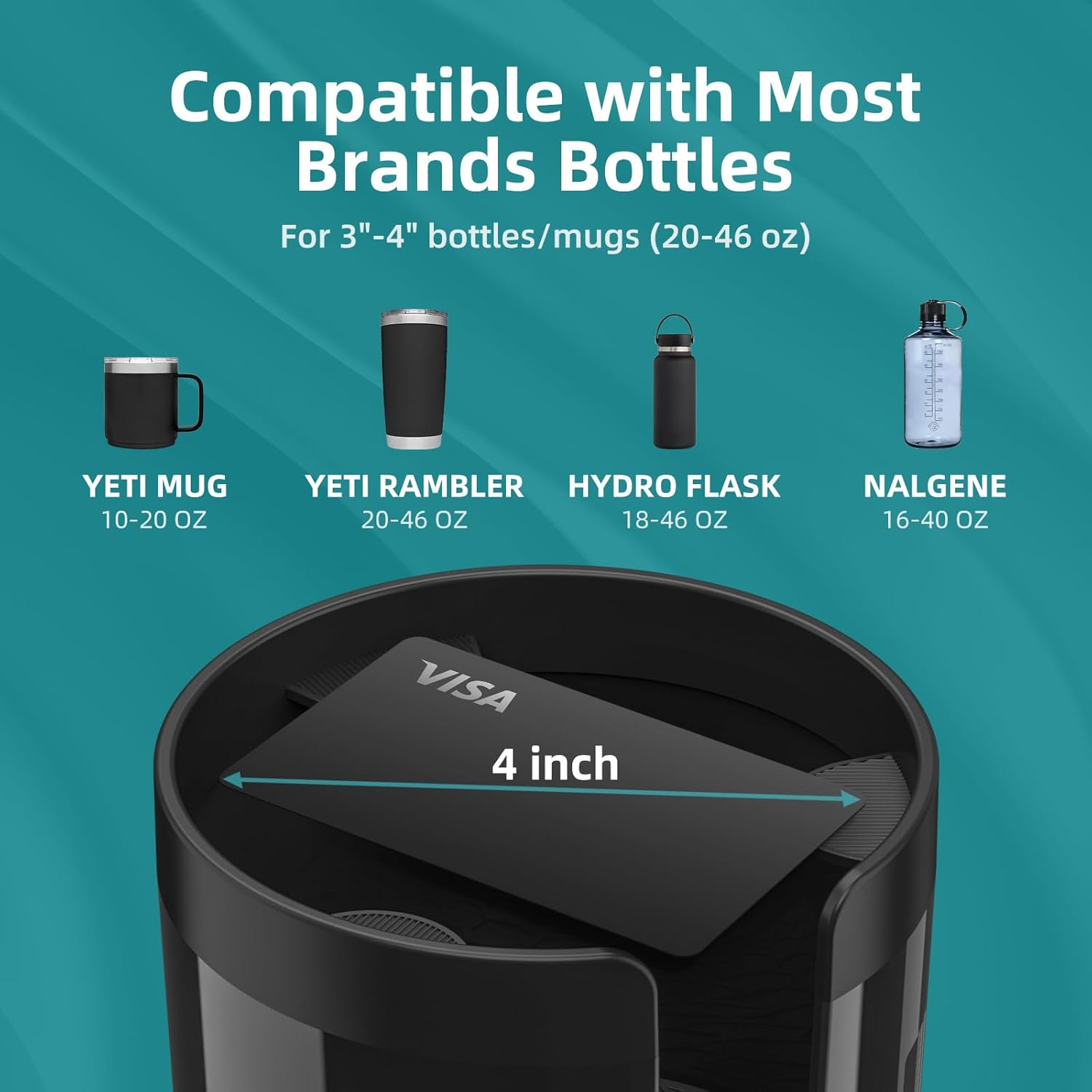 Car Cup Holder Expander, Cup Holder Extender with Expandable Insert, Fits Large Water Bottles 500-1400 ML (7.1-10.5 CM) image number 1