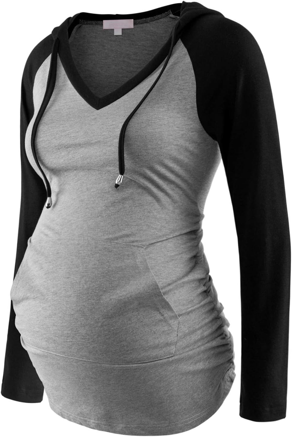 Maternity Hoodie Long Sleeves Shirt Casual Vneck Top Pregnancy Sweatshirt Tunics