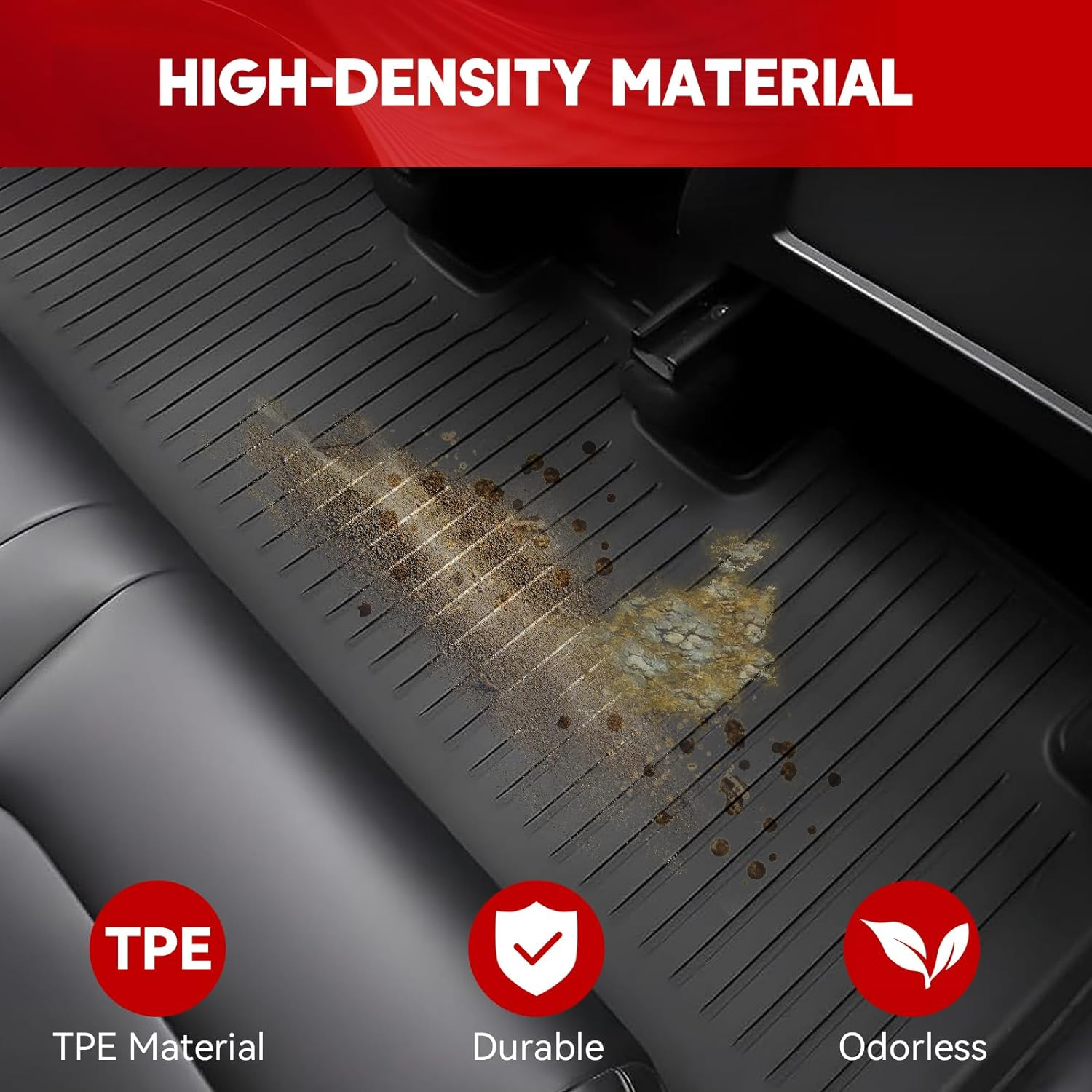 2020-2024 Tesla Model Y Floor Mats- Custom Fit All Weather TPE Cargo Liner Cargo Trunk Accessories,Compatible(2020-2023, 2024 Tesla Model Y Full Floor Mat Kit Set of 6) image number 4