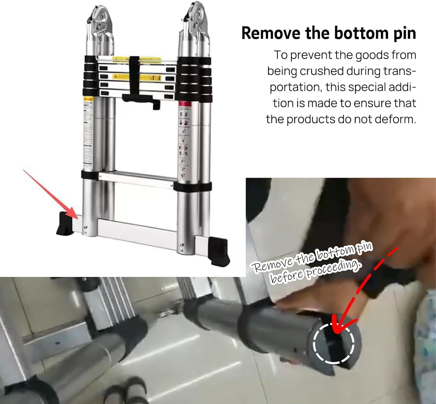 3.2M/3.8M/4.4M/5.0M Multi-Purpose Telescopic Aluminum A-Frame Ladder, 330 Lbs Capacity, Lightweight, Durable, and Compact for Home and Work (4.4M) image number 1