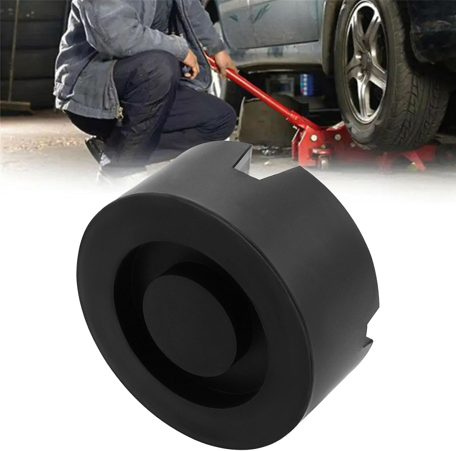 Floor Jack Rubber Pad DIY Car Universal Cross Groove Jack Pad Adapter Pinch Weld Side Frame Rail Protector Puck Pad Pinch Weld Stand Adapter Side Lifting Disk Jacking Tool Floor Support image number 6