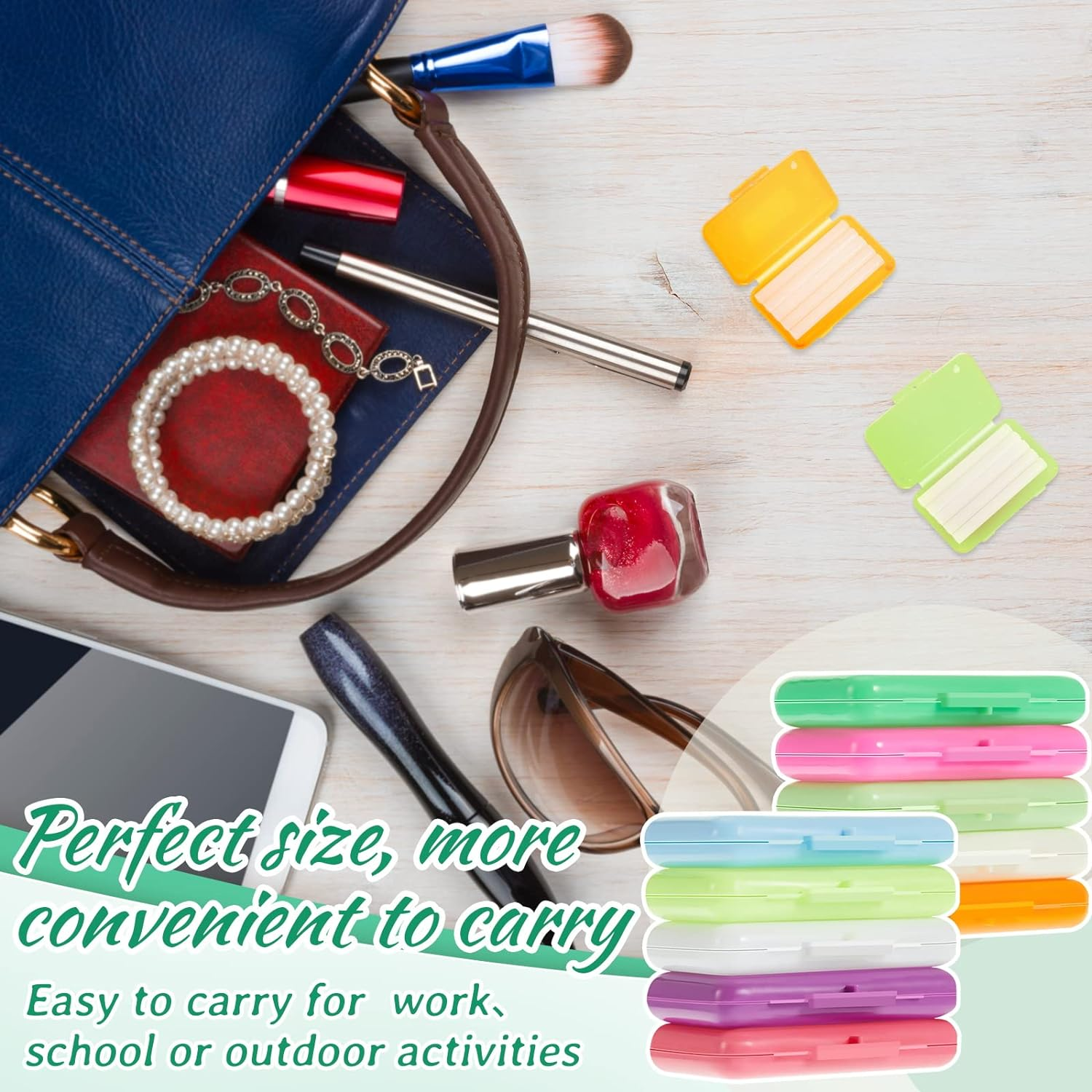 Tondiamo 40 Pack Clear Braces Wax for Teeth Dental Wearer Orthodontic Tooth Wax for Braces and Oral Appliances with Colorful Storage Case and Smell(Mixed Flavors) - Original, Mint image number 5