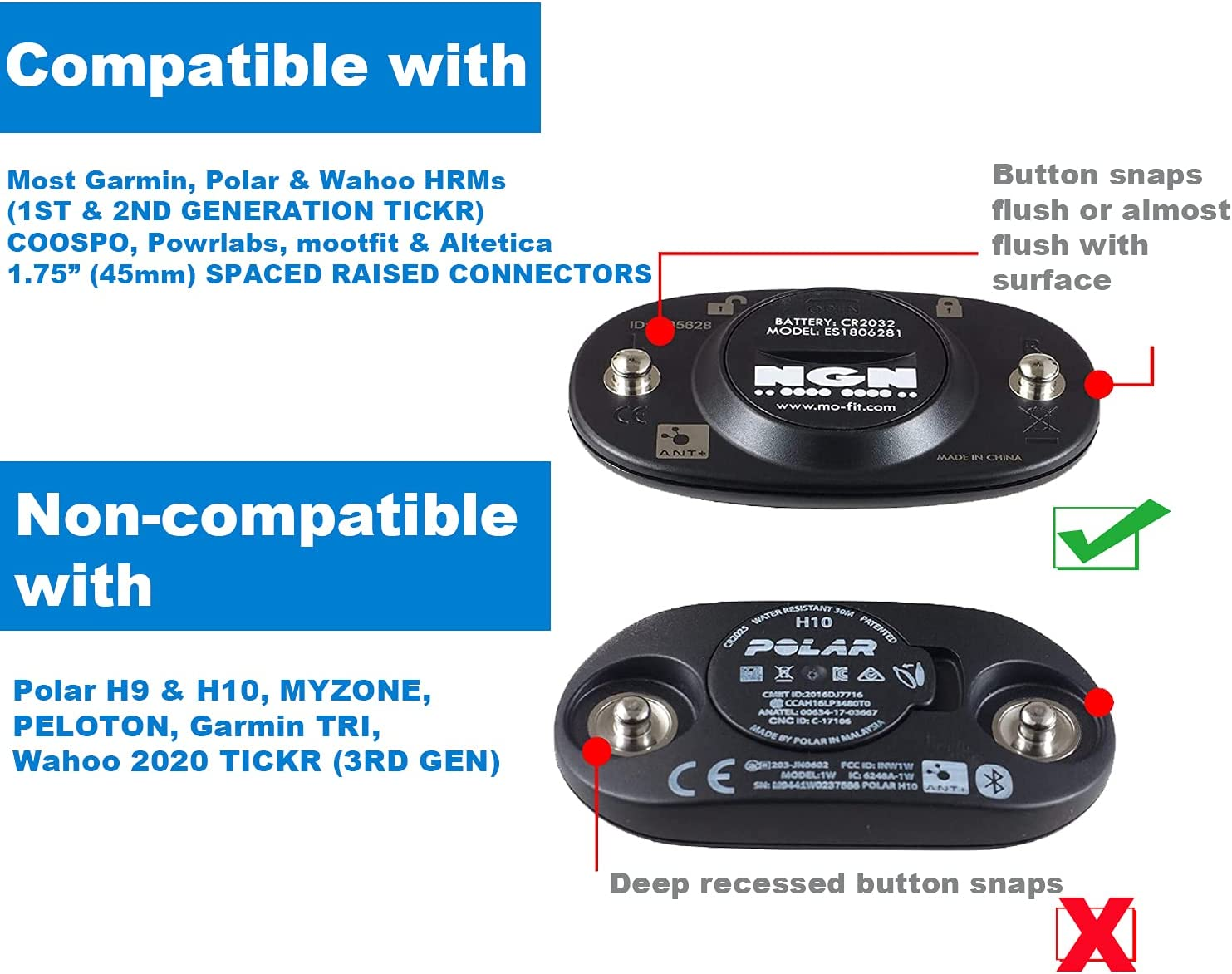 Heart Rate Monitor Soft Strap Replacement | Universal Replacement for Garmin, Wahoo Tickr and Polar H7 HRM Transmitters image number 5