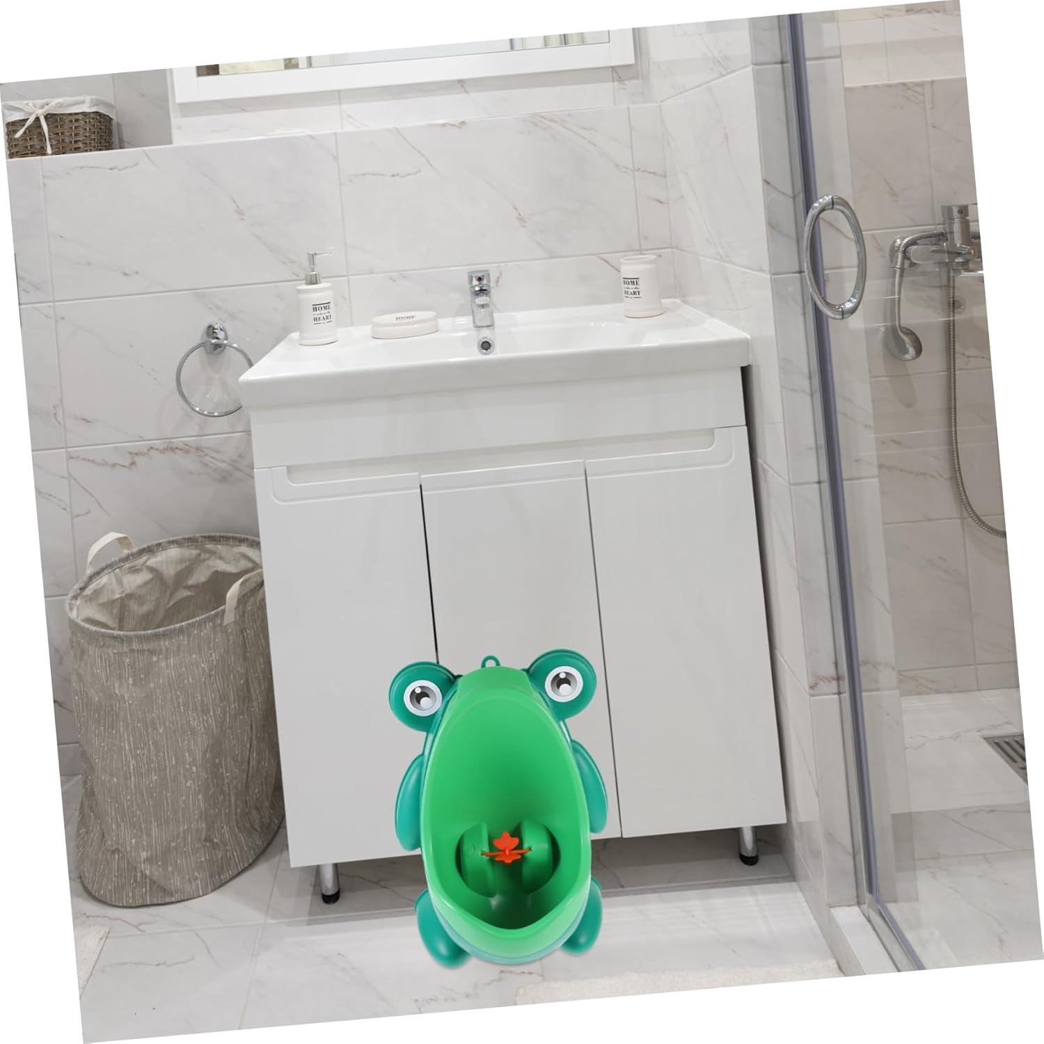 Ibasenice Cartoon Frog Boy Urinal Potty Training Toilet for Toddlers, Wall-Mounted Portable Green Plastic Pee Training Tool for Boys, Baby Potty Trainer Suitable for Home Use Random Style image number 5