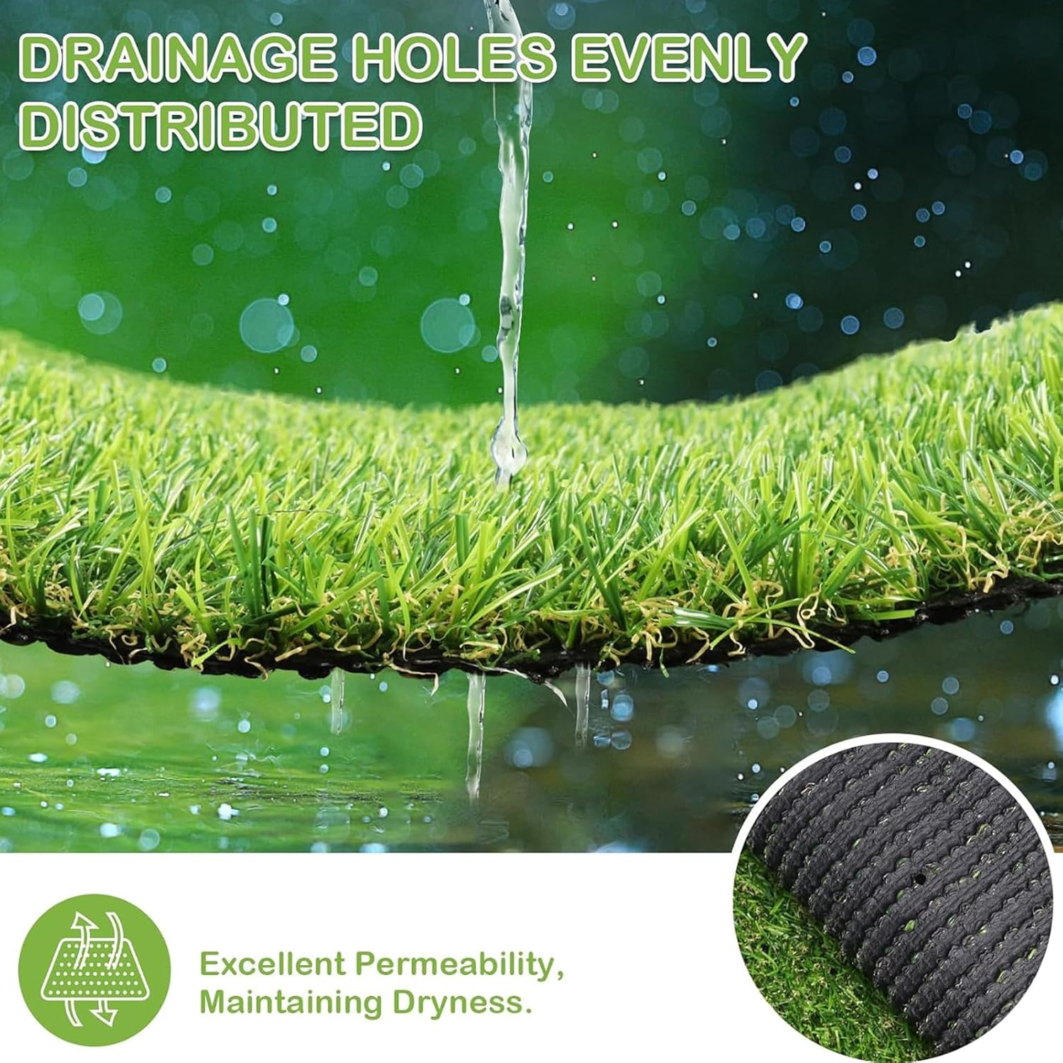 Artificial Grass Turf Carpet, Synthetic Dog Grass Rug Mat for Outdoor Indoor Garden Lawn Balcony Backyard Patio Landscape Balcony, 300 * 100 * 2.5Cm Green image number 2