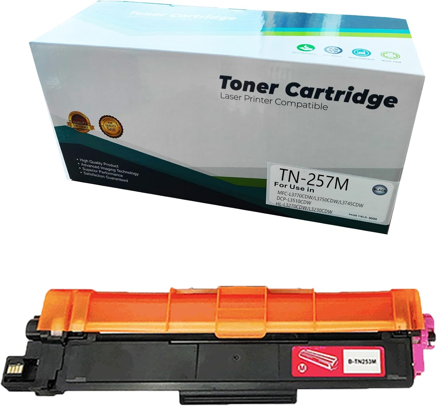 JOJOBE Planet TN-257M Compatible Toner Cartridge with Brother MFC-L3770CDW L3750CDW L3745CDW DCP-L3510CDW HL-L3270CDW L3230CDW , 2300 Pages per Cartridge Magenta image number 2
