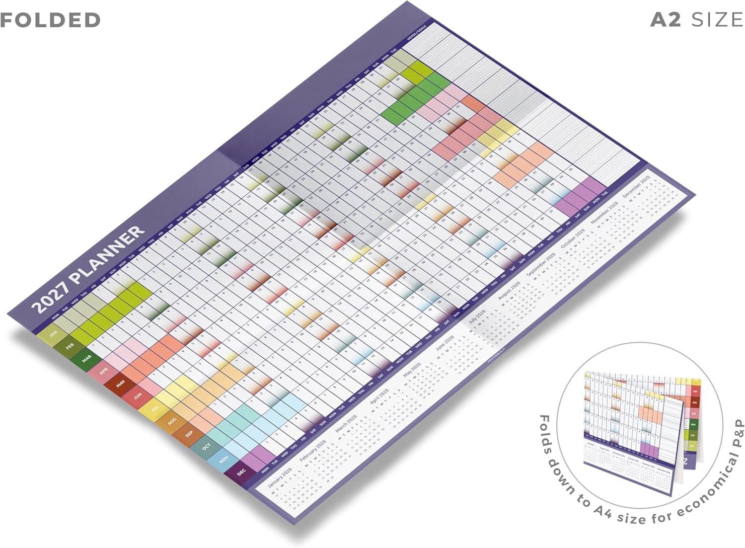 Evelay 2025 Wall Planner Calendar A2 Size (59.4Cm X 42Cm) Full Year to View Calendar for Home Office Work School (Rainbow) image number 1