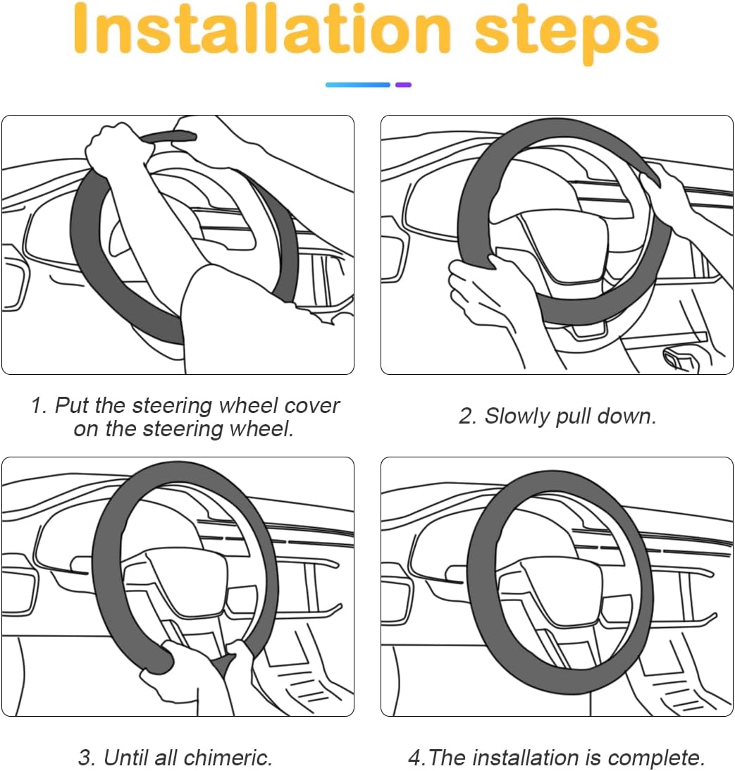 Car Steering Wheel Cover, 15 Inch Carbon Fiber Microfiber PU Leather Elastic Steering Wheel Protector for Men Women, Anti-Slip Breathable Car Interior Accessories for Most Cars (Red) image number 1