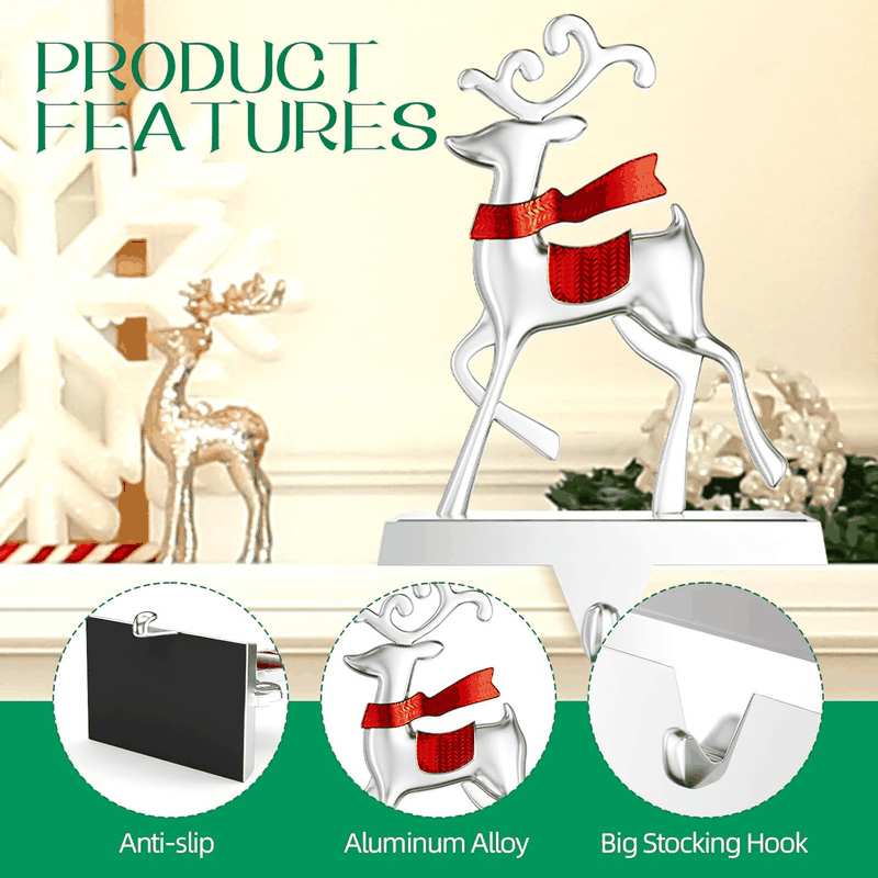 Christmas Stocking Holders for Mantle Weighted Metal Stocking Hangers Hooks for Fireplace Christmas Decorations (Set of 4) image number 3