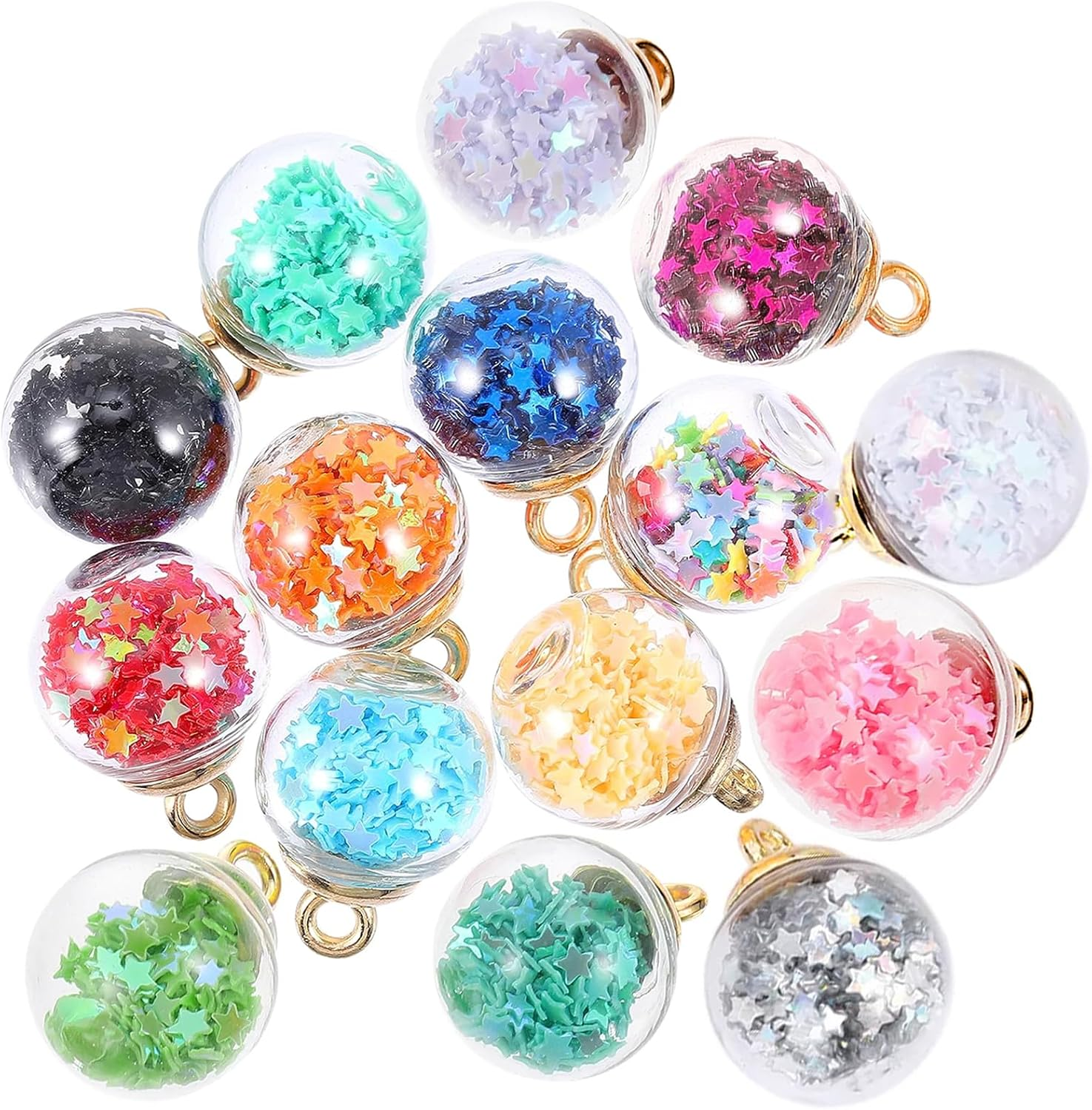 Star Glass Ball Charms, 60 Pcs Colorful Star Shiny Rhinestone Glass Ball Pendant Charm for DIY Jewelry Making, Necklace Bracelet Earring, Art Craft Making, DIY Supplies image number 2