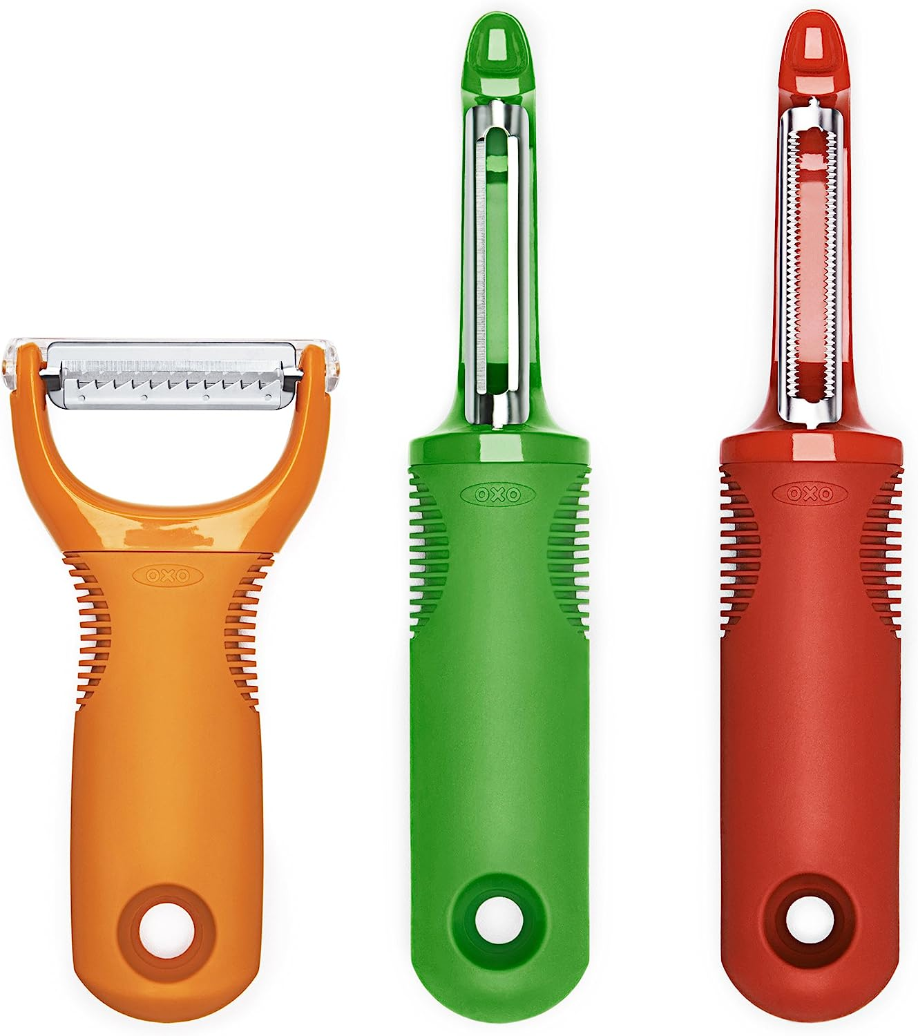 Oxo Good Grips 3-Piece Peeler Set, Stainless-Steel, Green/Orange/Red, 10-Inch, Multi, 0719812033761 image number 5
