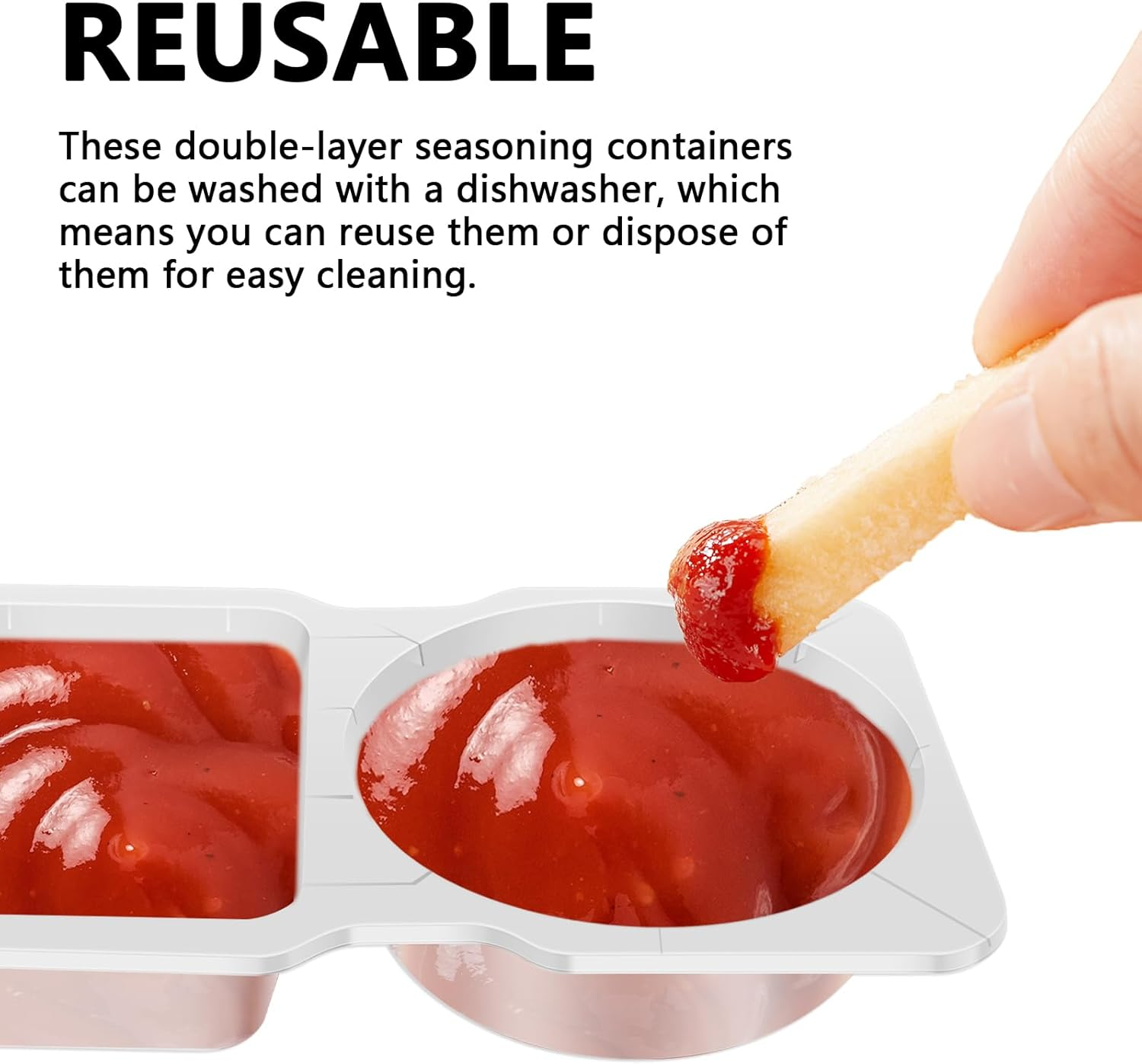 40PCS Double Compartment Condiment Container with Lids, Leak-Proof Compartment Snack Containers, 2 Compartment Snack and Dip Container Reusable Double Condiment Containers image number 5