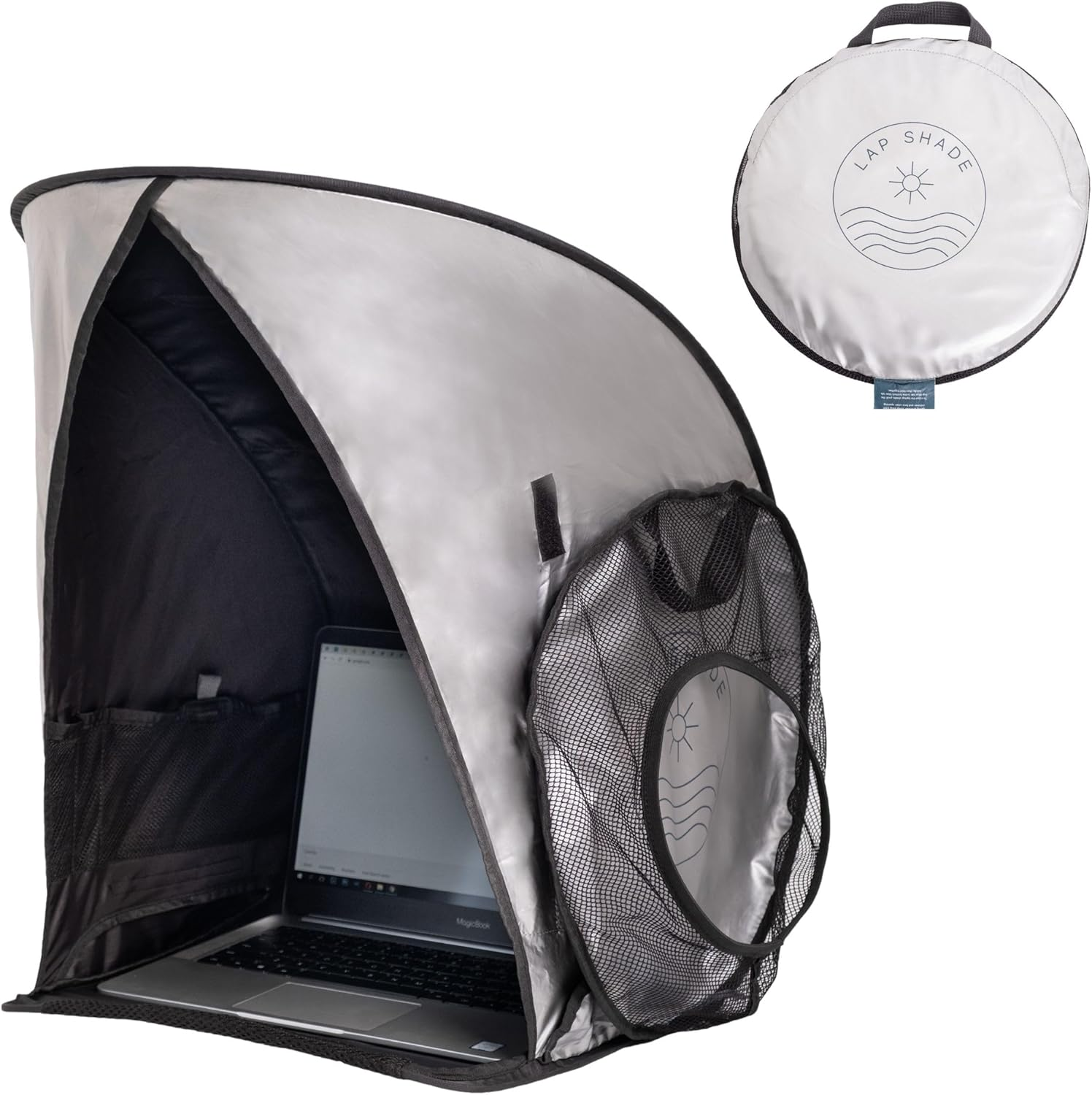 Laptop Sun Shade for Working outside | Glare Blocker | Heat Reflective | Waterproof | Fits up to 17&rdquo; Screens | Foldable & Portable Privacy Screen Hood Tent for Outdoors | Perfect Viewing Angle image number 1