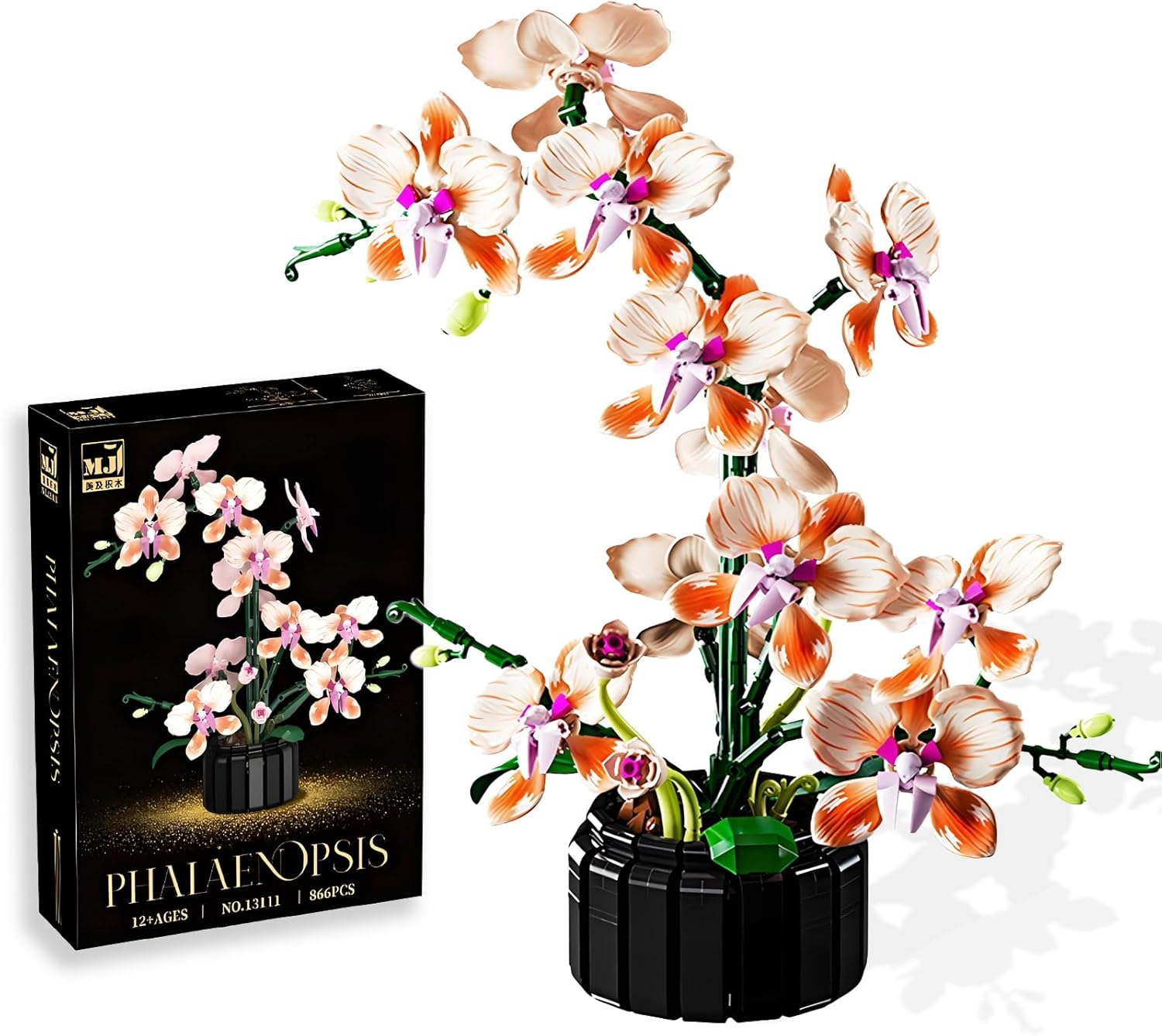 Pink Orchid Flower Building Blocks, DIY Artificial Botanical Collection for Adult, Creative Bouquet for Home Office Decor, Ideal Gifts for Woman Girls Age 8+(866PCS) image number 5