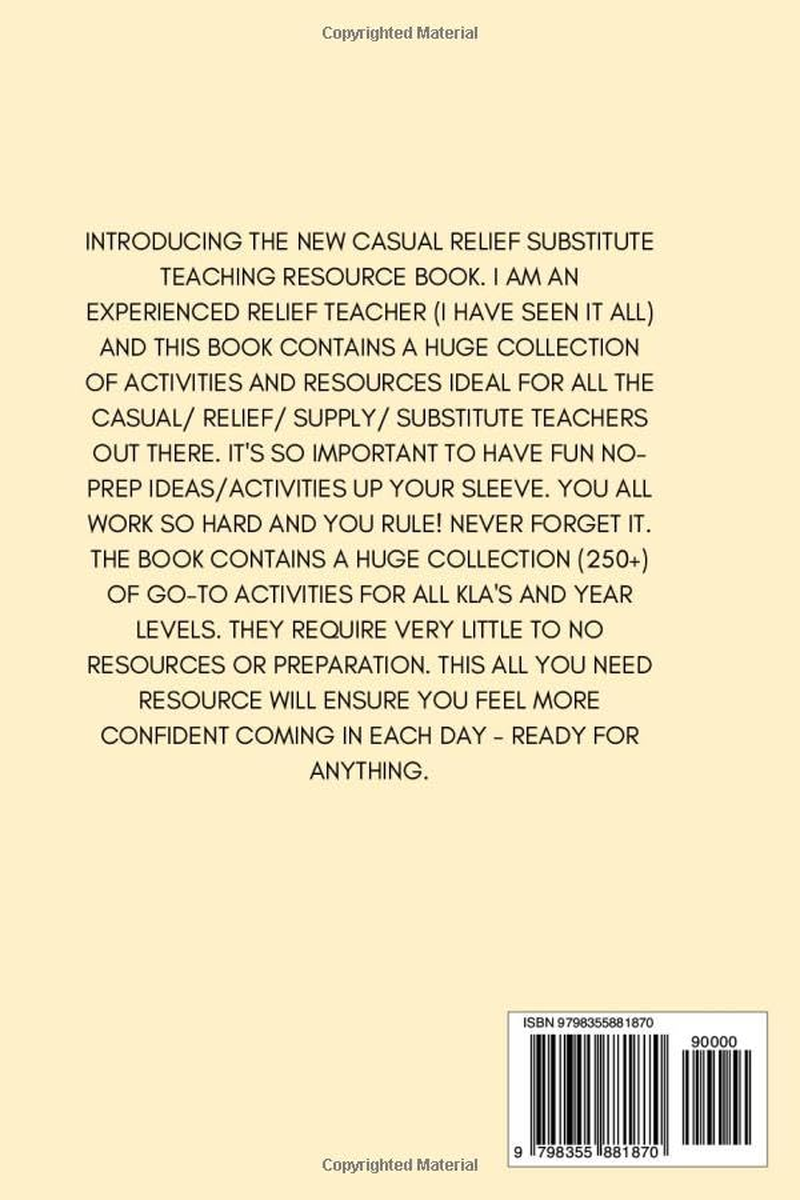 The Ultimate Relief Casual Substitute Teaching Resource Book