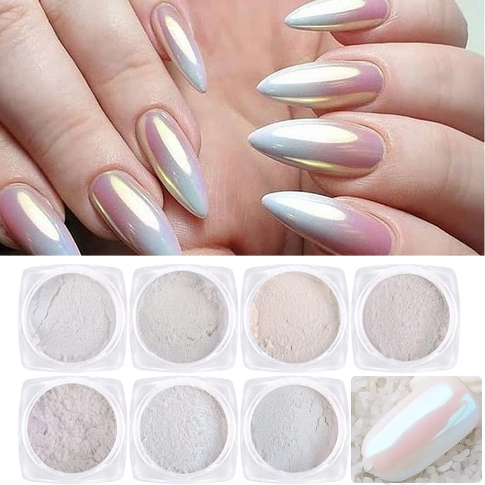 Pearl Nail Powder,7 Colors,Pearl Nails Powder Aurora Mica Powder for Resin Set, Metallic Nail Powder Mirror Multi-Chrome Powder Iridescent Nails Powder Manicure Pigment image number 4