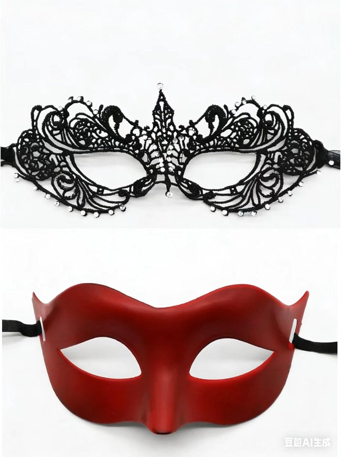 Masquerade Mask for Couples: Black Mardi Gras Party Ball Mask Set Women Men Dad Daughter Prom Couple Valentine'S Masks image number 1