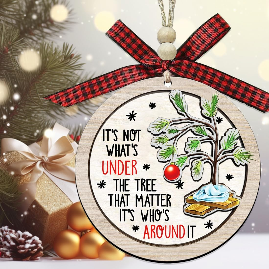 Christmas Ornaments 2025,Wooden Ornaments for Christmas Tree, Christmas Decorations Gifts for Women, Men, Vacation Ornament for Family, Sister, Friends, Meaningful Ornaments image number 5