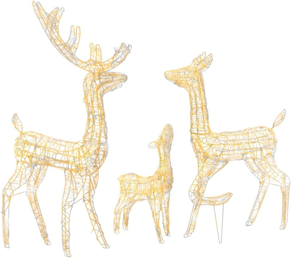 Christmas Reindeer, Xmas Light up Reindeer Outdoor Yard Christmas Decoration Acrylic Reindeer Family Christmas Decoration 300 LED Warm White image number 1