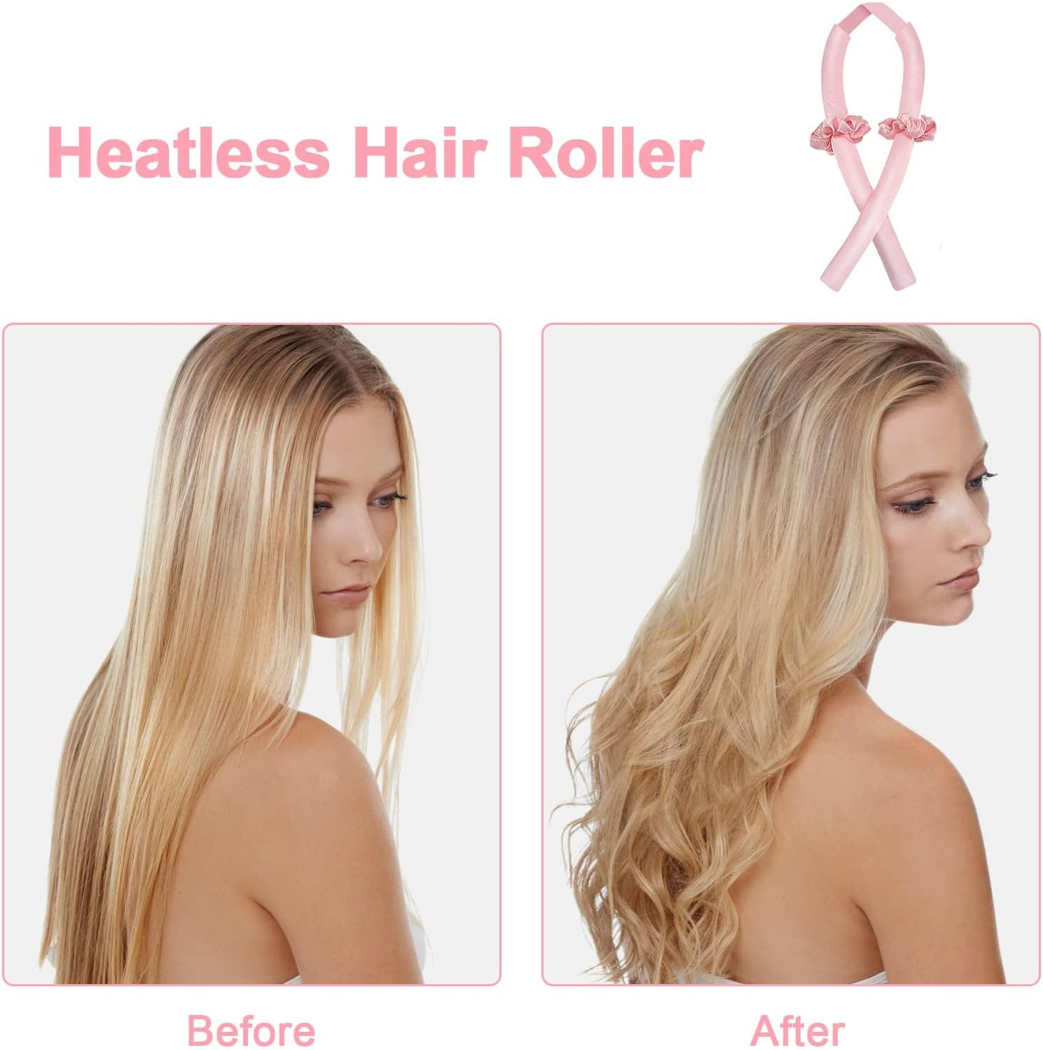 Heatless Curlers Headband, DIY Styling Curling Rod, Soft Sleeping Wave Curls Tools with Flower Patten Elastic Hair Band, No Heat Rollers Rod for Long Medium Hair (Comb) image number 1