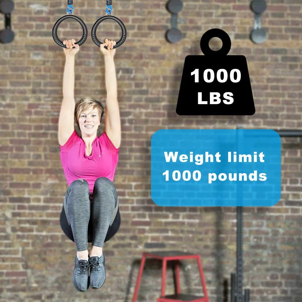 Dolibest 2 Pack of Ninja Gymnastic Rings, Monkey Ring Outdoor Backyard Ninja Accessories Set, Obstacle Course for Training,1000Lb Capacity(Black) image number 4