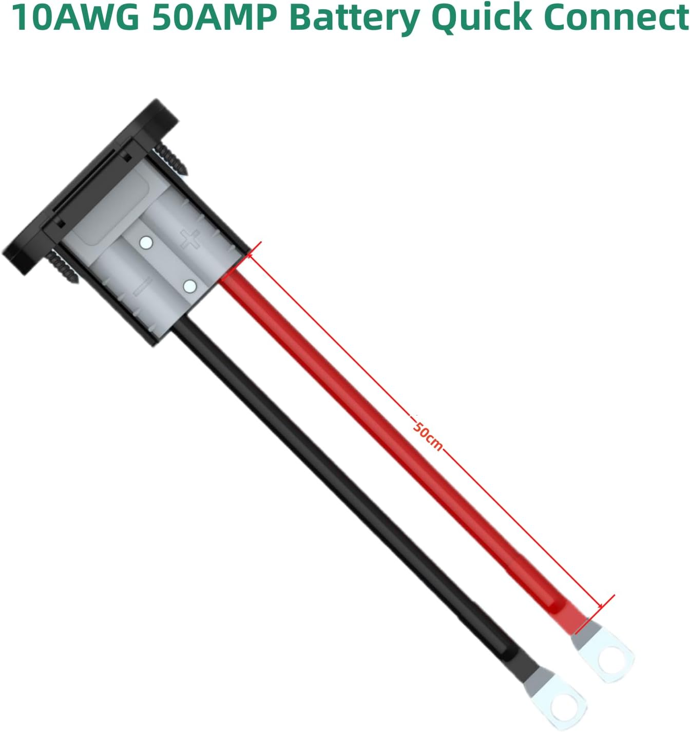 Dual 50A Anderson SB50 Series Connectors Flush Plug,600V 50Cm 10AWG Mounting Bracket Panel Plug with Dustproof Cover& Waterproof Gasket Mount Recessed Plate for Variety of Large Vehicles image number 1