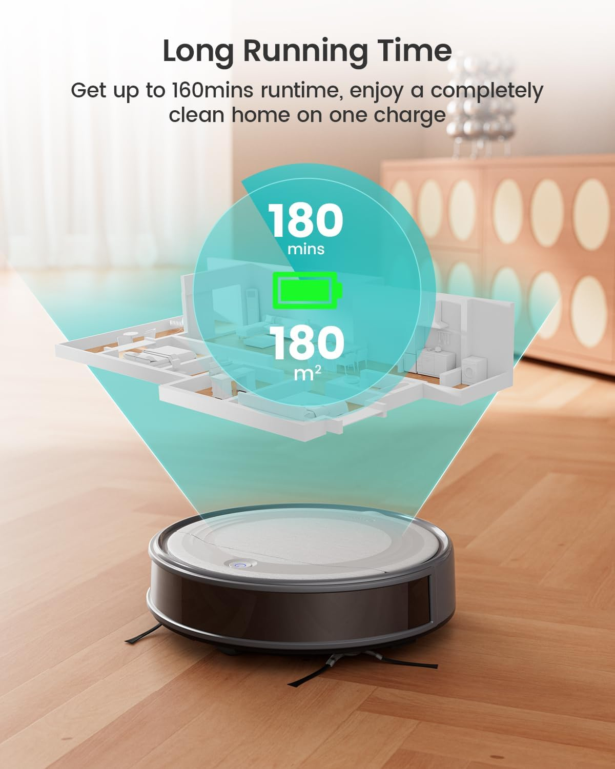 Lefant Robot Vacuum Cleaner 4500Pa, 180 Min Run Time, Robot Vacuum Cleaner 6 Cleaning Modes, Precise Obstacle Avoidance 4 Cm, App/Alexa Control, Anti-Tangle, Pet Hair and Hard Floors, M310 Grey image number 2