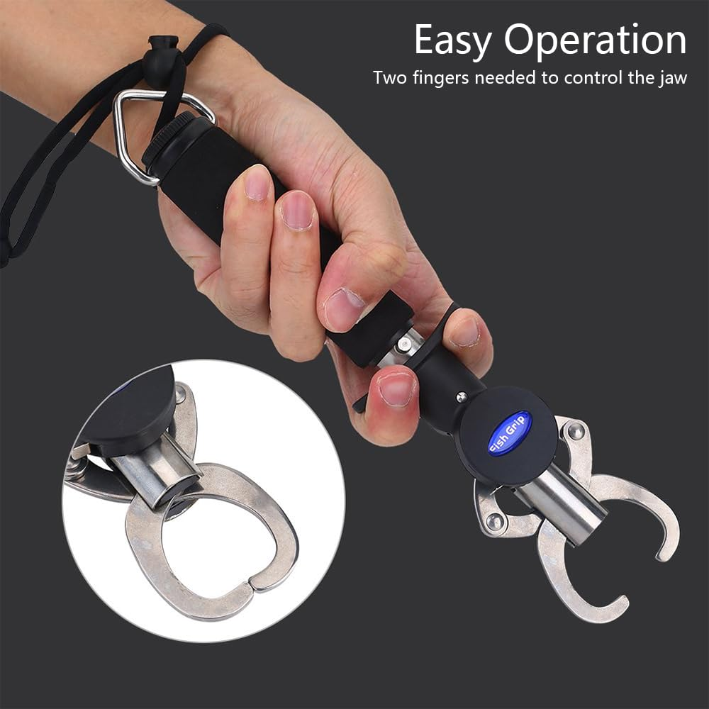 Foam Handle Fishing Lip Gripper &ndash; Stainless Steel Fish Gripper with 15Kg Scale, 1M Tape Measure, and Weight Ruler for Catch & Release, Portable Grip Pliers for Fishing image number 3