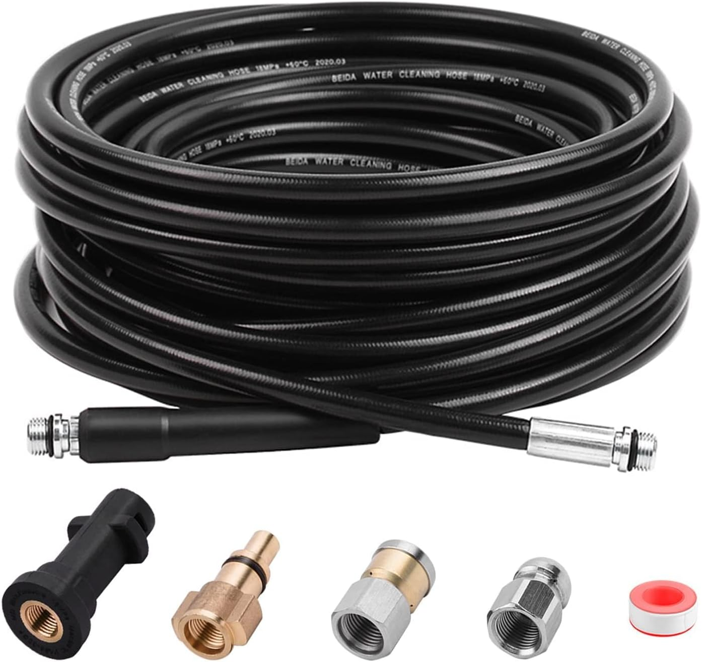 Pressure Washer Drain Pipe Hose Cleaning Kit for Karcher K2-K7 Series and LAVOR Pressure Washer, with Jet Nozzle and Rotating Jet Nozzle, 15 M/50FT, 180 Bar and 2700 PSI image number 4