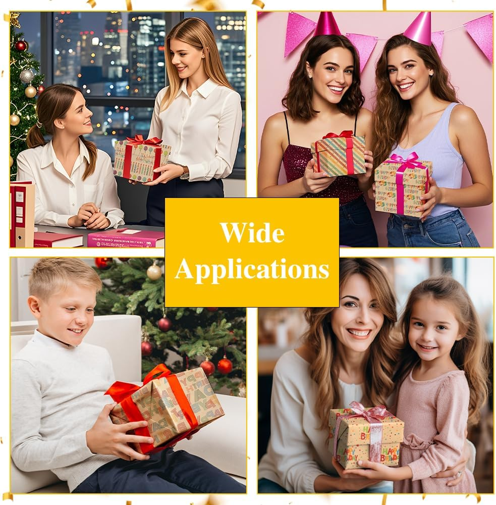 Rugwioyu 12 Sheets 20X27In Birthday Wrapping Paper Roll 4 Style Funny Gift Wrapping Supplies image number 6