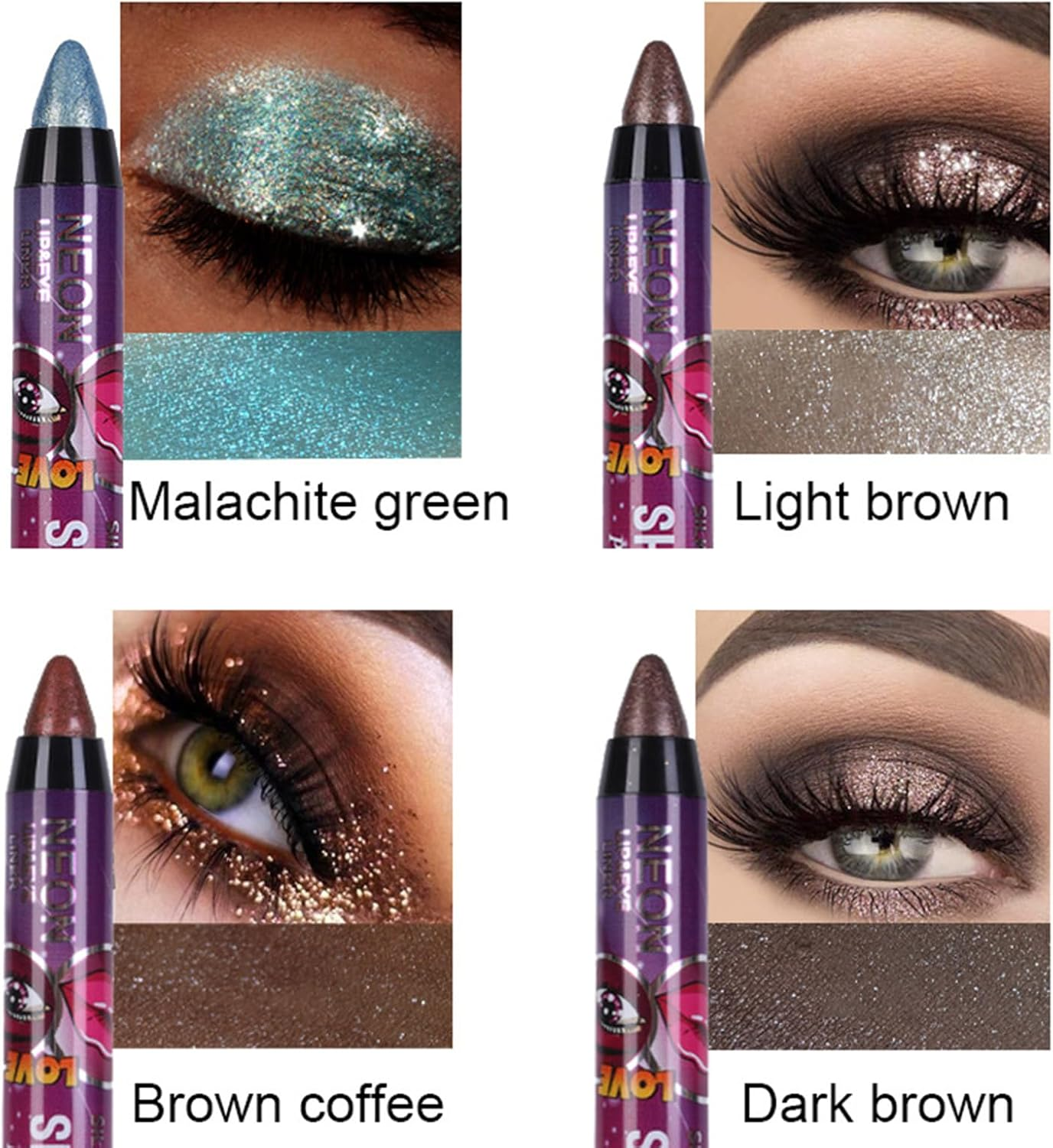 12 Colors Eyeshadow Stick, Waterproof Eyeshadow Shimmer Stick Smudger, Shadow Lip Pencil 2 in 1 Pearlescent Pen Eye Silkworm Eye Shadow Pen Beauty Pencil Makeup Shiny Eyeliner Kit image number 6
