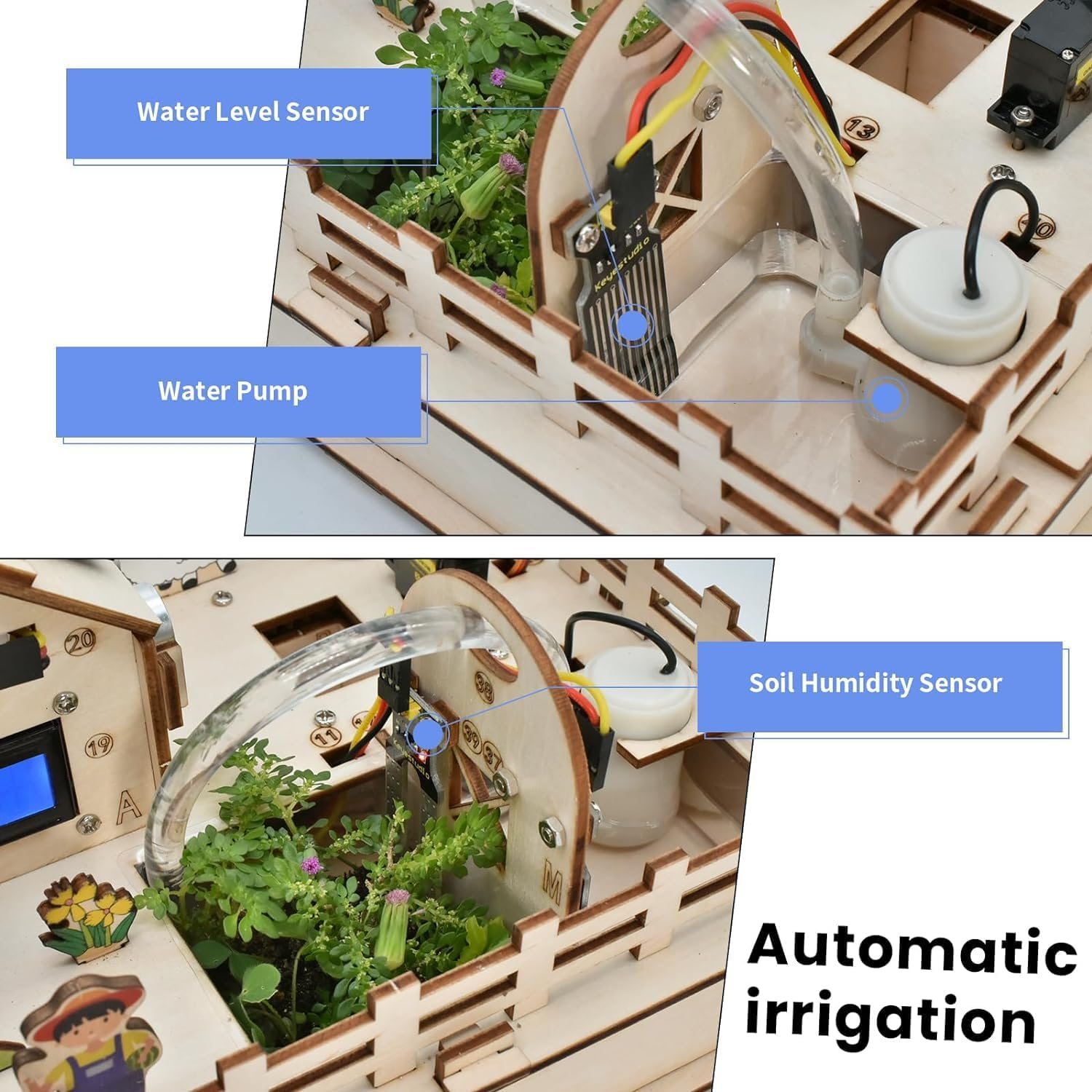 KEYESTUDIO Smart Farm Starter Kit for Arduino ESP32, Engineering Kits Electronics DIY Programming Kit, Compatible with Arduino Scratch Tutorials, STEM Educational Set for Adults Teens 15+ image number 3