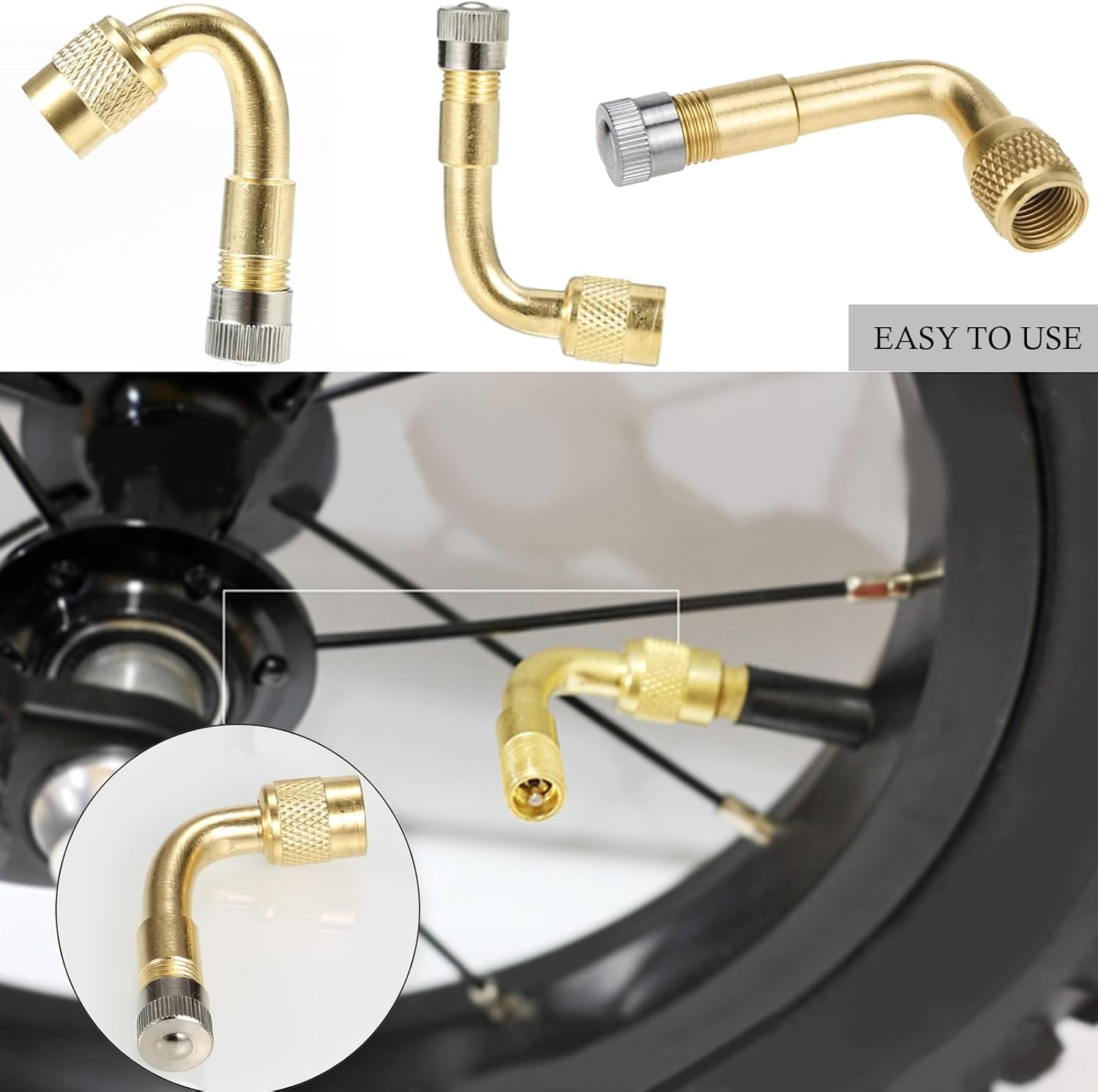 5 Pack Tire Valve Extension, 2Pcs 8.25 Inch Flexible Valve Stem Extenders with Brass 45 90 135 Multi Degree Schrader Tire Valve Stem Extension Adaptor Compatible for RV Bike Motorcycle Car