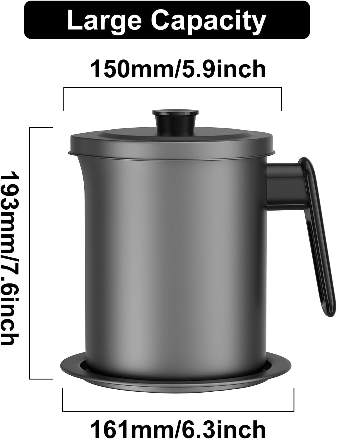 Bacon Grease Container with Fine Mesh Strainer - 1.7L / 6.8 Cups Cooking Oil Storage Can with Removable Dustproof Lid and Coaster Tray - Oil Pot for Used Cooking Oil, Fat, Frying Oil, Kitchen Fat image number 1