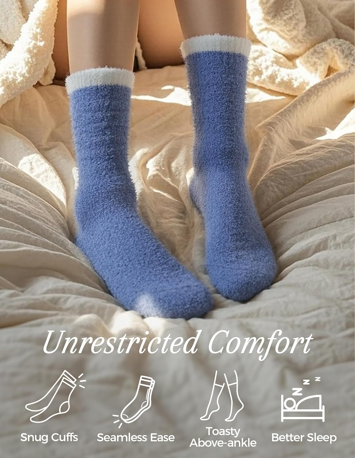 TEHOOK Fuzzy Socks Soft Cozy Fluffy Slipper Winter Warm Plush Socks Christmas Stocking Stuffers Gifts for Women