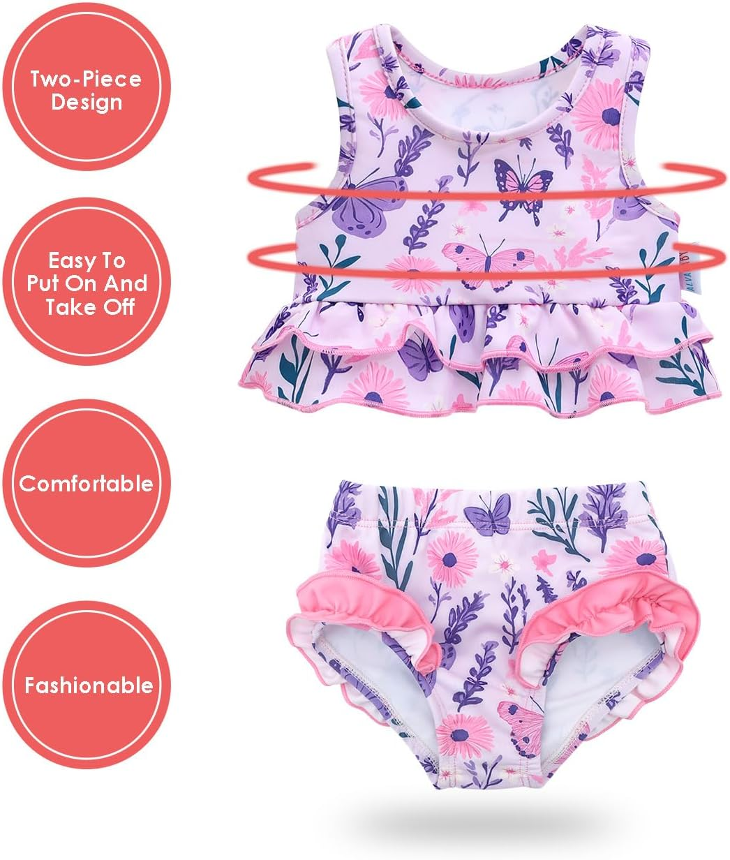 ALVABABY Baby Girl Swimsuit 2 Piece Toddler Bathing Sleeveless Bikinis Swimwear Matching Top Beach Pool Swimming Lesson ST-G01-6-12M-AU image number 4