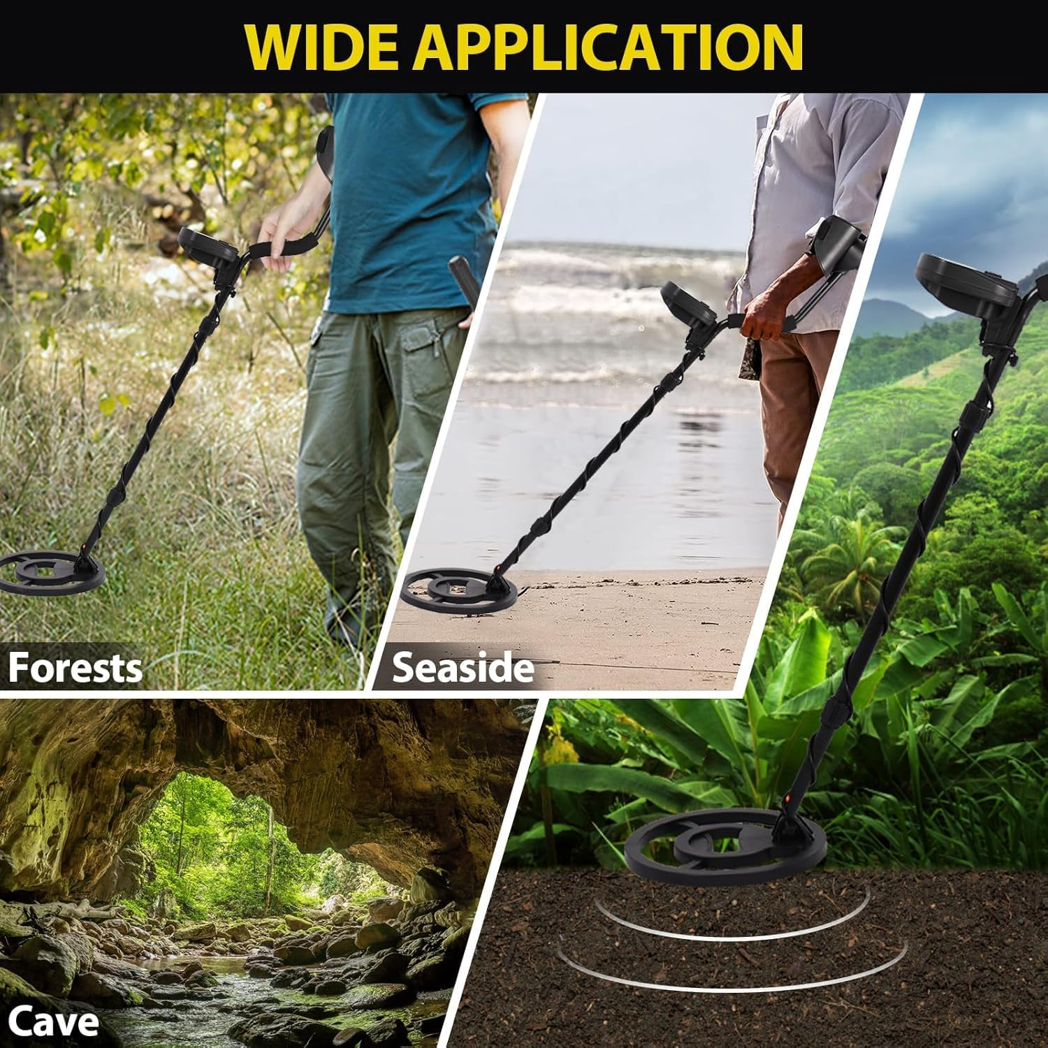 Metal Detector 5 Modes Waterproof Adjustable Deep Sensitive Searching Gold Digger Automatic Treasure Hunter with LCD Screen & Headphone & Shovel & Carry Bag Kits image number 6