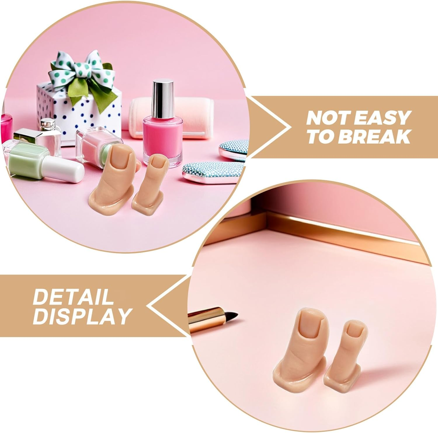 2Pcs Silicone Practice Toes for Nail Art Realistic Fake Foot Tips for Diy Manicure Nail Training Model Comfortable image number 2