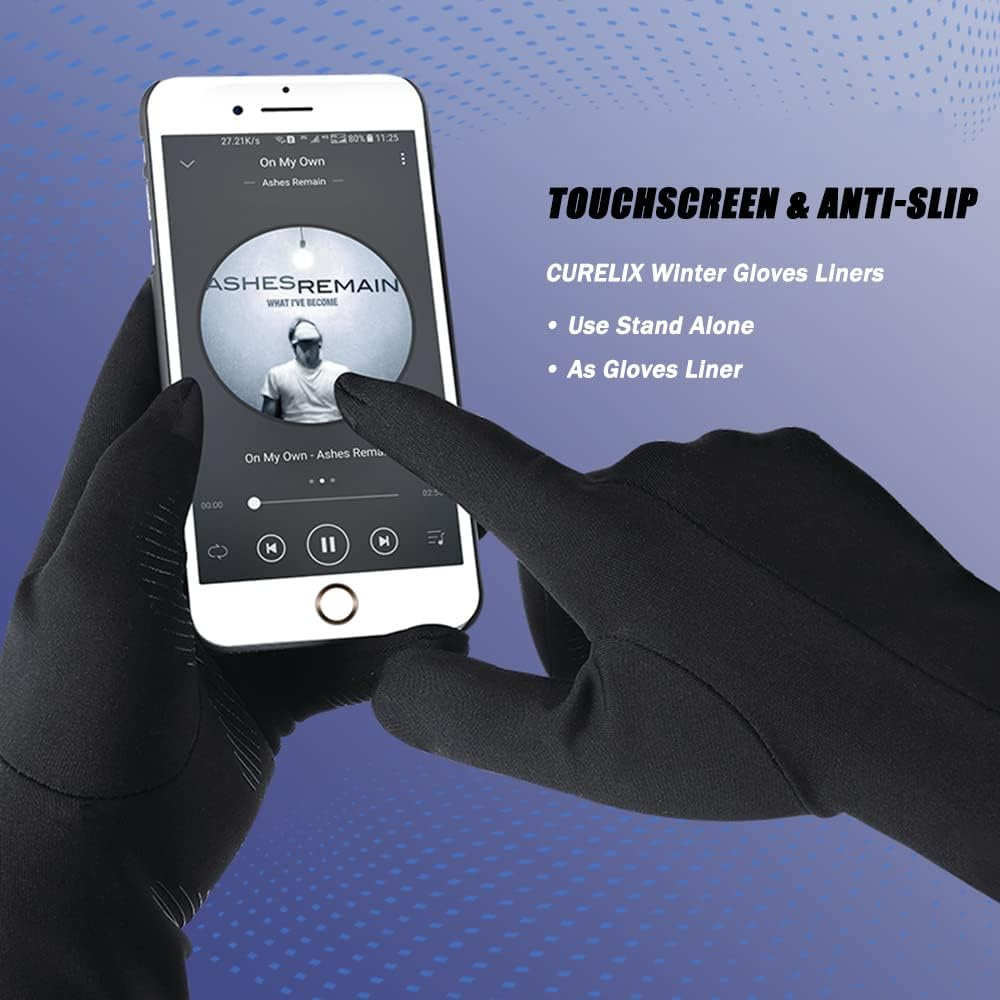 CURELIX Gloves Liners - Liner Gloves for Men and Women, Thin & Lightweight Cold Weather Liners Gloves image number 1