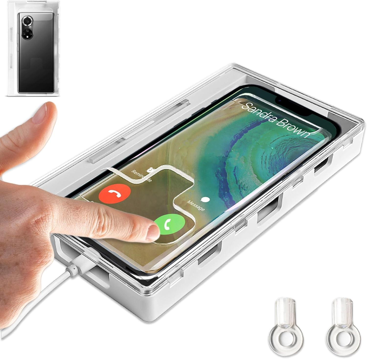 Cell Phone Lock Box - Portable Jail with 2 Keys to Reduce Kid'S & Student'S Screen Time - Self-Control Locking Device to Boost Productivity for Iphone, Samsung, Google Clear image number 1