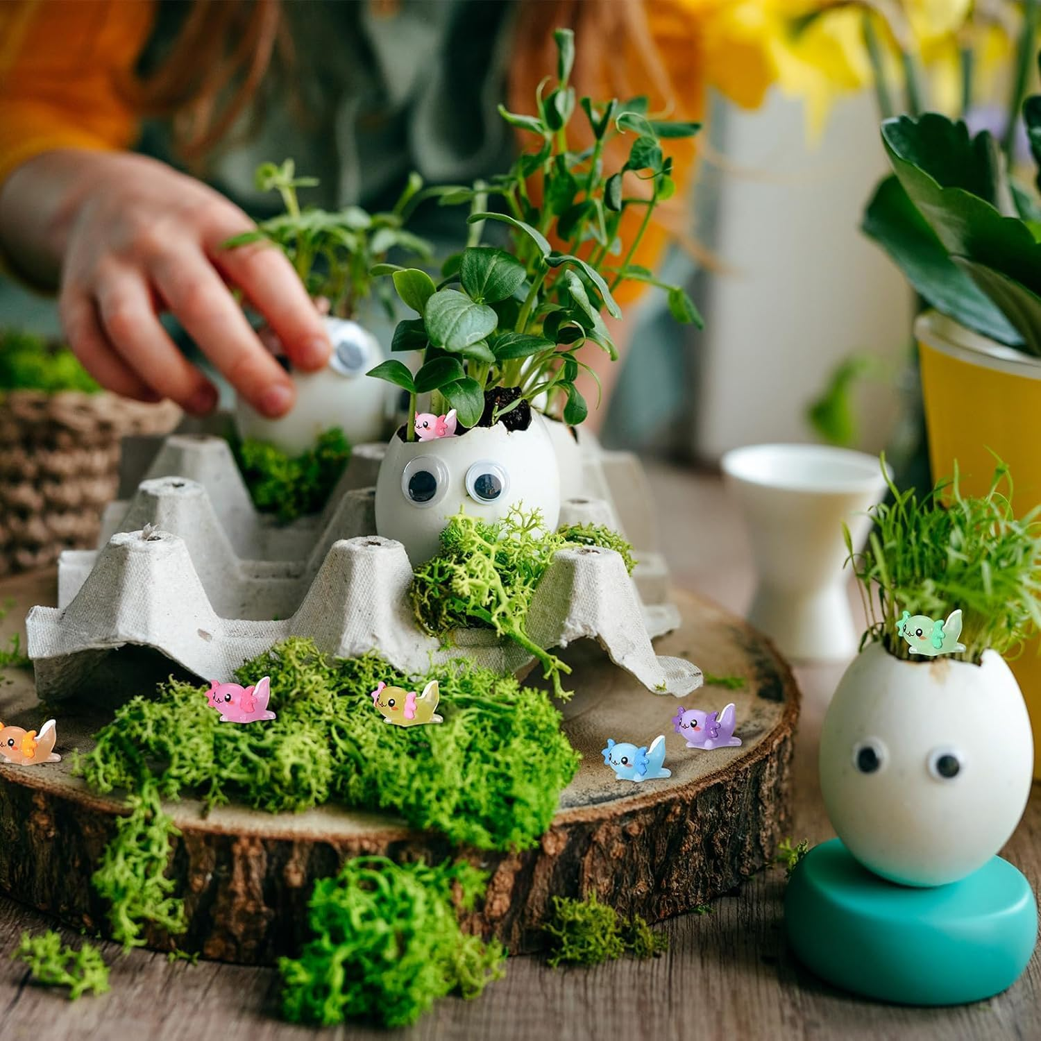 Mini Resin Axolotl Tiny Animal Figurine Miniature Figurines Garden Landscape Aquarium Ornament Potted Plants Decoration DIY Crafts for Christmas (Solid Color-42Pcs) image number 6