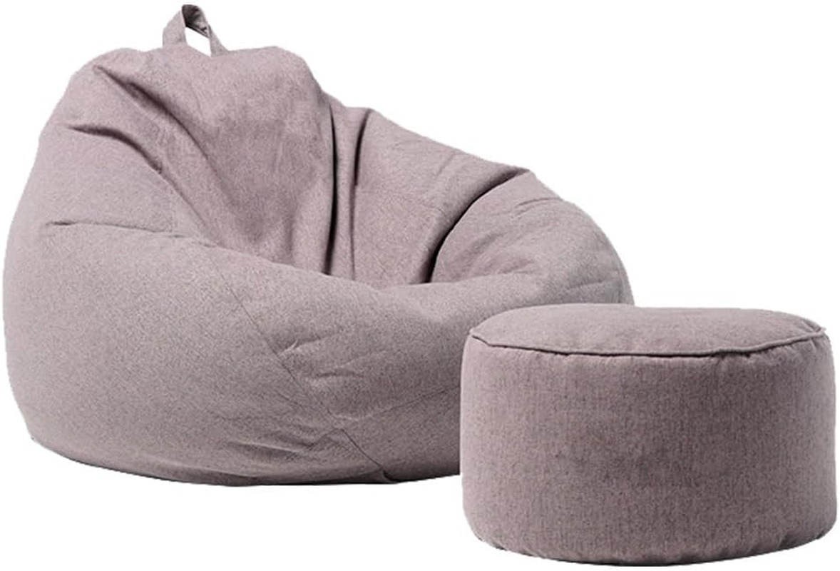 Viviendo Bean Bag Chair Cover (No Filler) for Kids and Adults with Armrest and Ottoman, Stuffable Storage Bag with Zipper, Soft Comfy Extra Large Bean Bag Chair Lazy Lounger Floor Sofa Blue