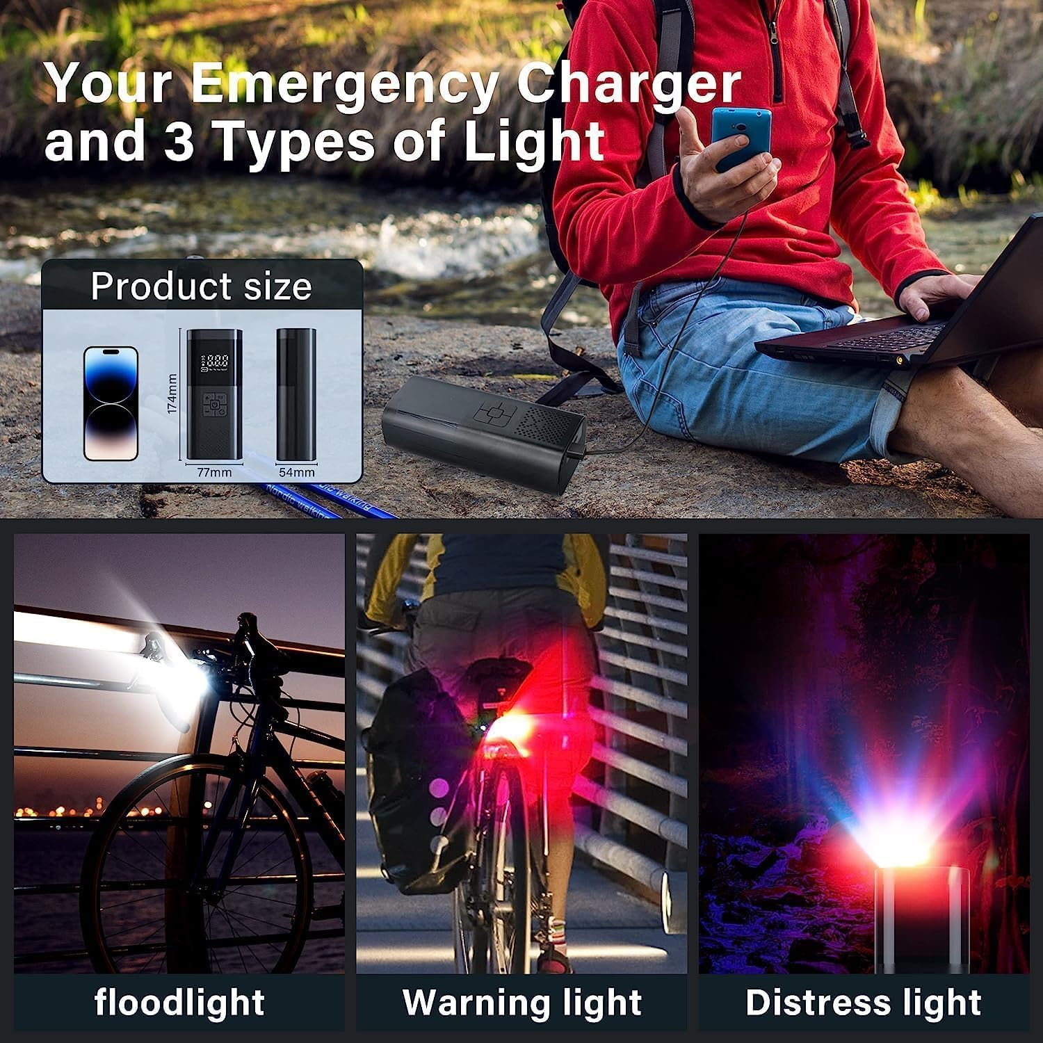 Tyre Inflator Portable Air Compressor, 150PSI Cordless Air Pump for Car, 7500Mah Digital Tire Inflator with Pressure Gauge and Led Light for Cars Bikes Motorcycles Balls, Power Bank W/Led Light